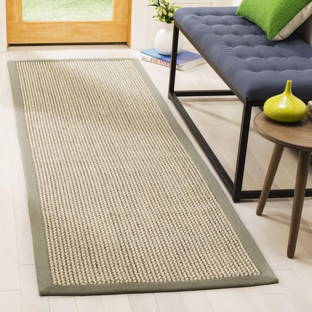 image:imageSAFAVIEH Area Rug 10x14 Natural Fiber Collection Large Beige Sisal amp Wool Woven Design with Border NF475BGrey