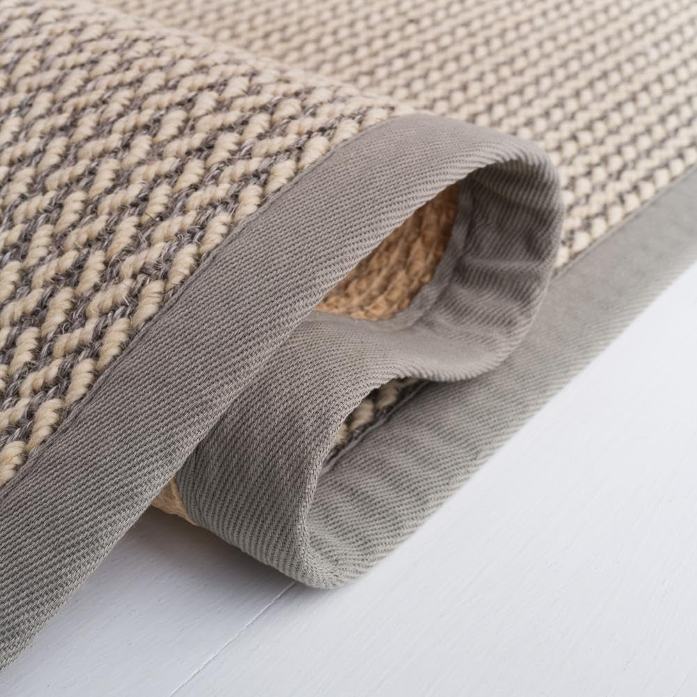 image:imageSAFAVIEH Area Rug 10x14 Natural Fiber Collection Large Beige Sisal amp Wool Woven Design with Border NF475BGrey