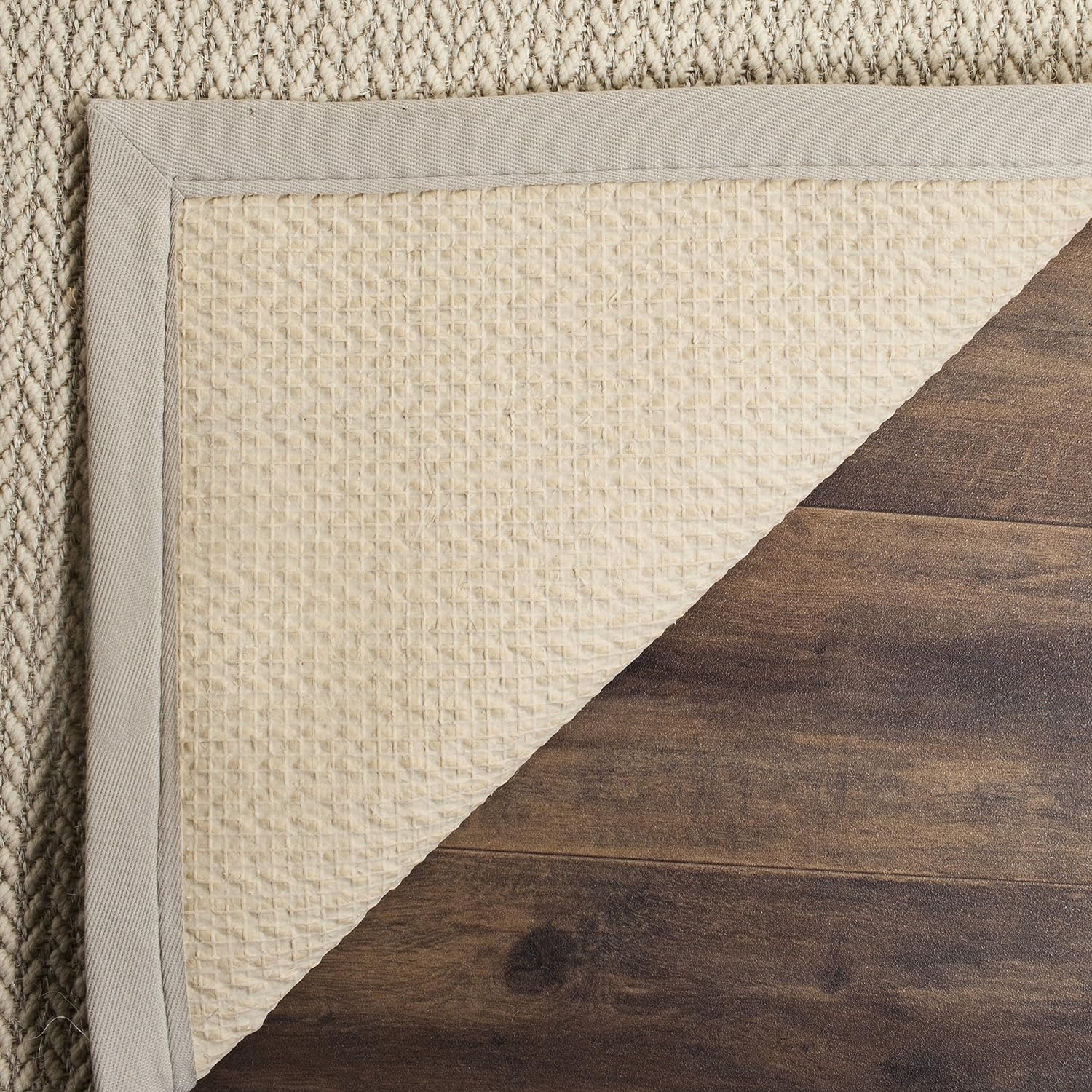 image:imageSAFAVIEH Area Rug 10x14 Natural Fiber Collection Large Beige Sisal amp Wool Woven Design with Border NF475BLight Grey