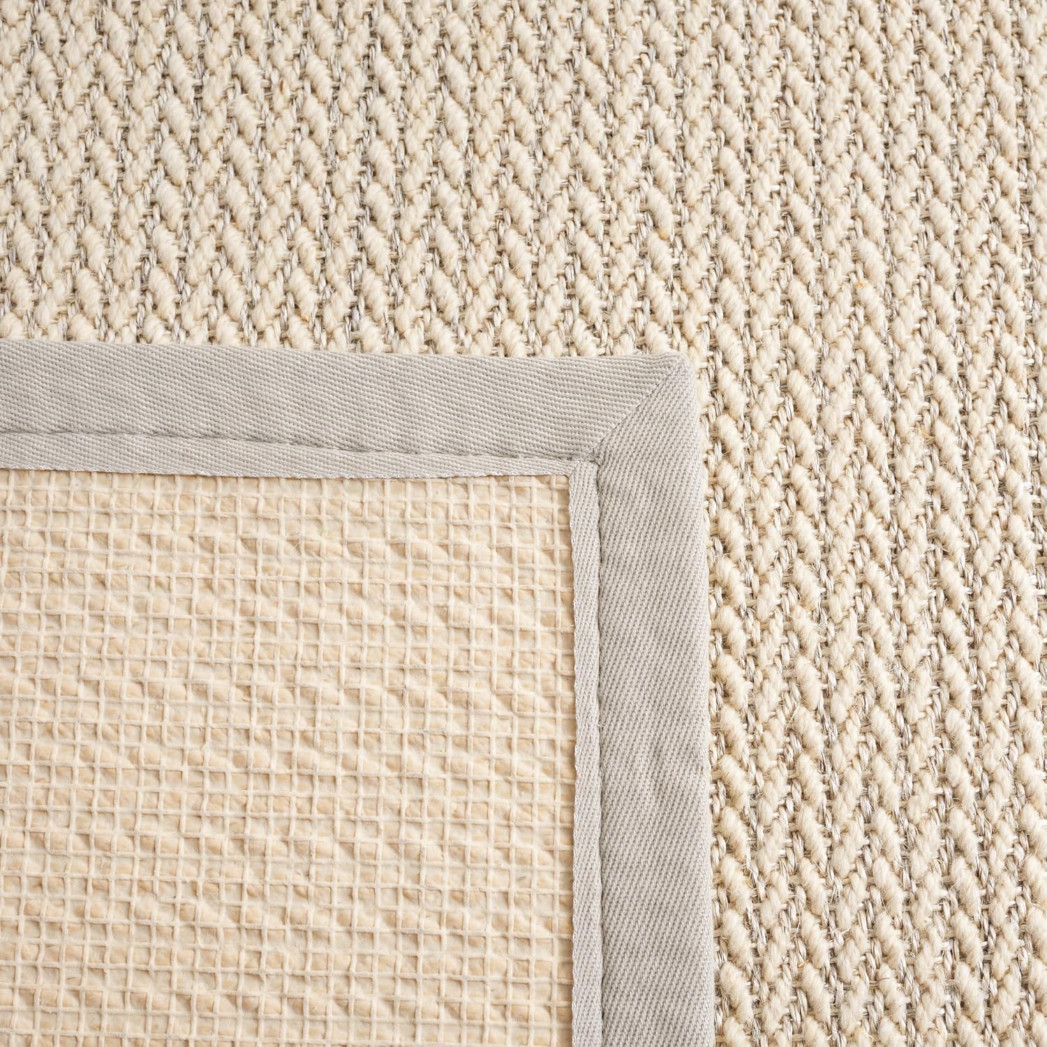image:imageSAFAVIEH Area Rug 10x14 Natural Fiber Collection Large Beige Sisal amp Wool Woven Design with Border NF475BLight Grey
