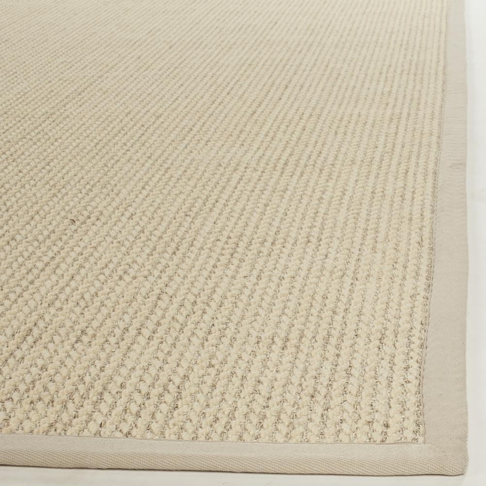 image:imageSAFAVIEH Area Rug 10x14 Natural Fiber Collection Large Beige Sisal amp Wool Woven Design with Border NF475BLight Grey