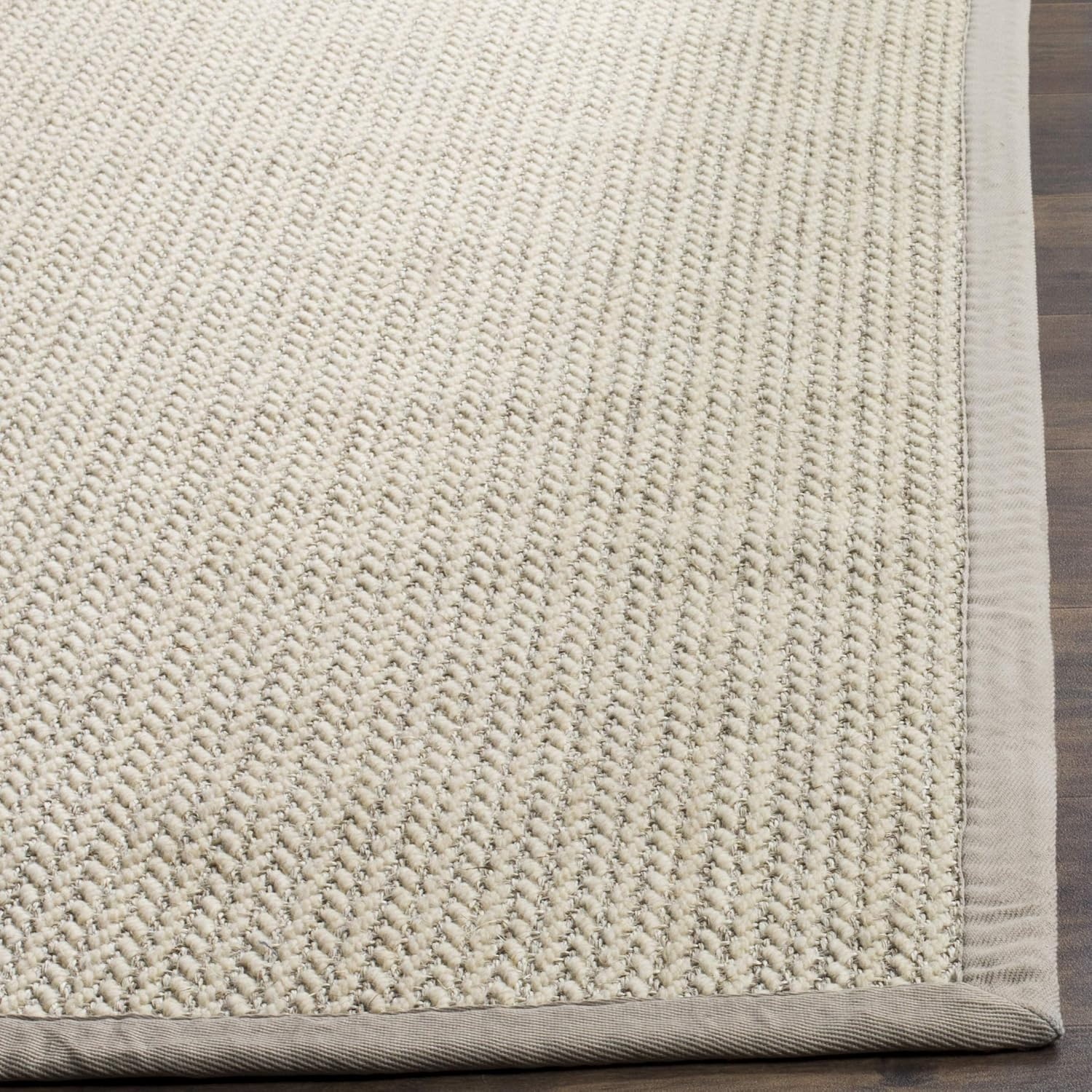 image:imageSAFAVIEH Area Rug 10x14 Natural Fiber Collection Large Beige Sisal amp Wool Woven Design with Border NF475BLight Grey
