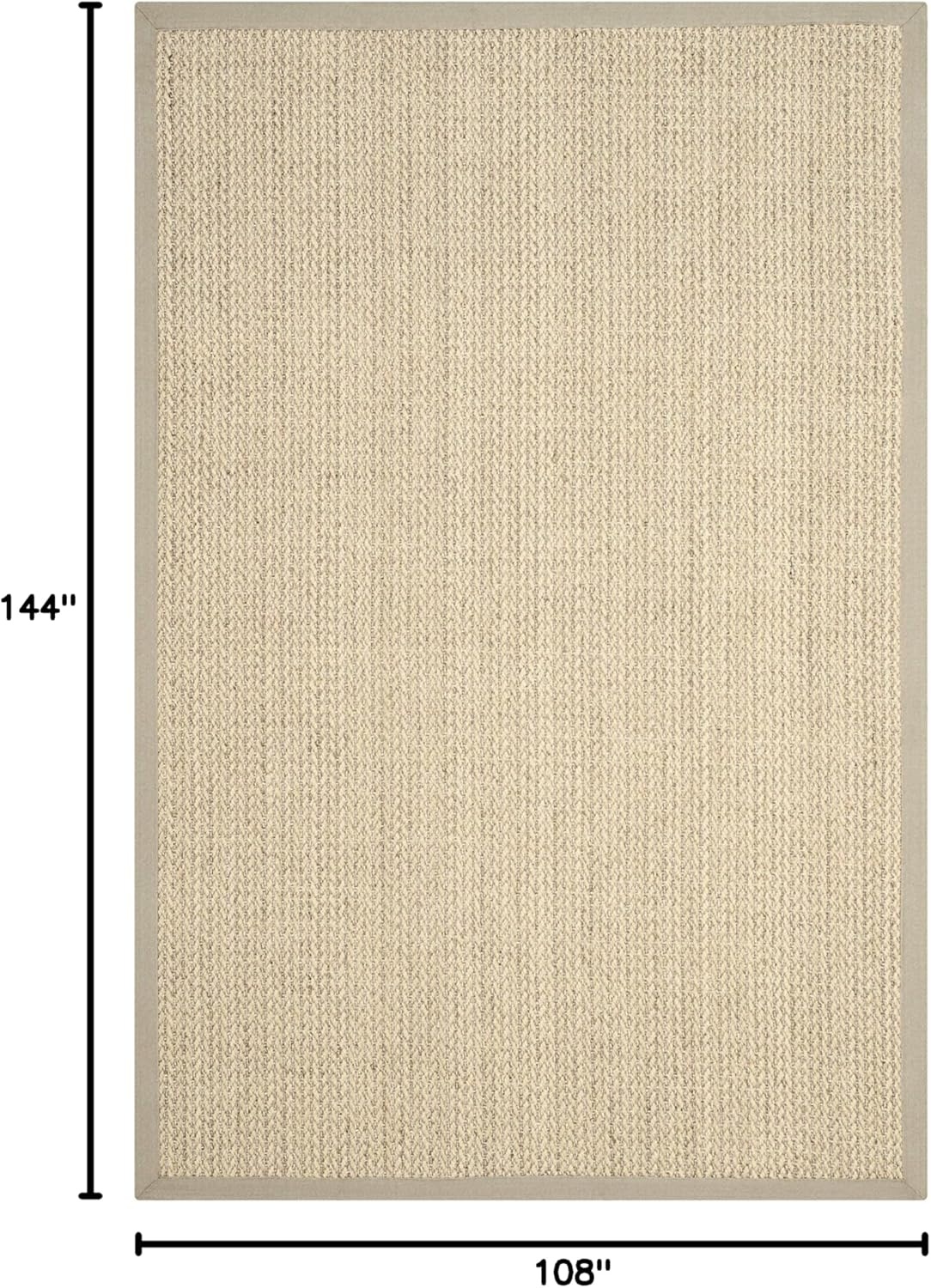 image:imageSAFAVIEH Area Rug 10x14 Natural Fiber Collection Large Beige Sisal amp Wool Woven Design with Border NF475BLight Grey