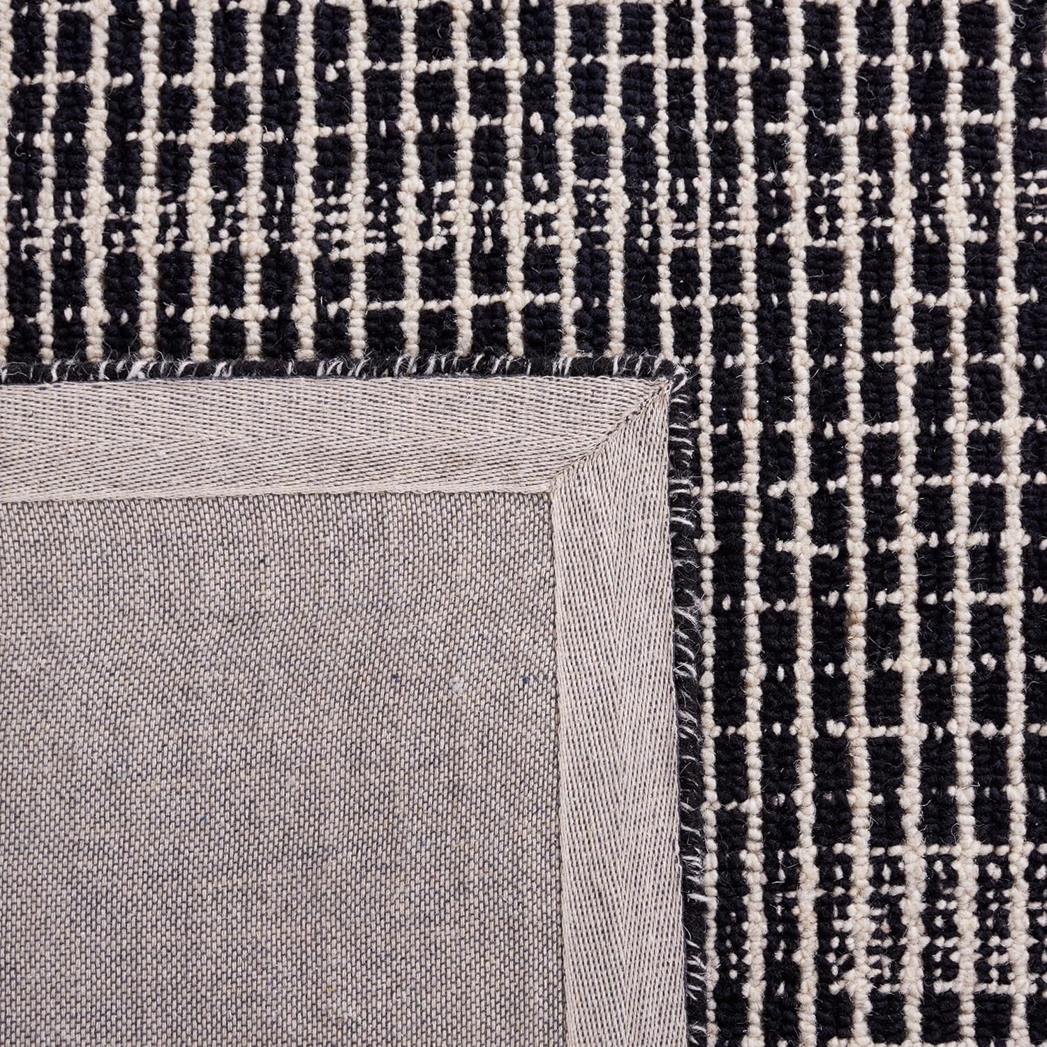 image:imageSAFAVIEH Area Rug 8x10 Abstract Collection Large Black amp Ivory Handmade Wool Ideal for Living Room Bedroom Office Dining Space ABT482ZBlackIvory