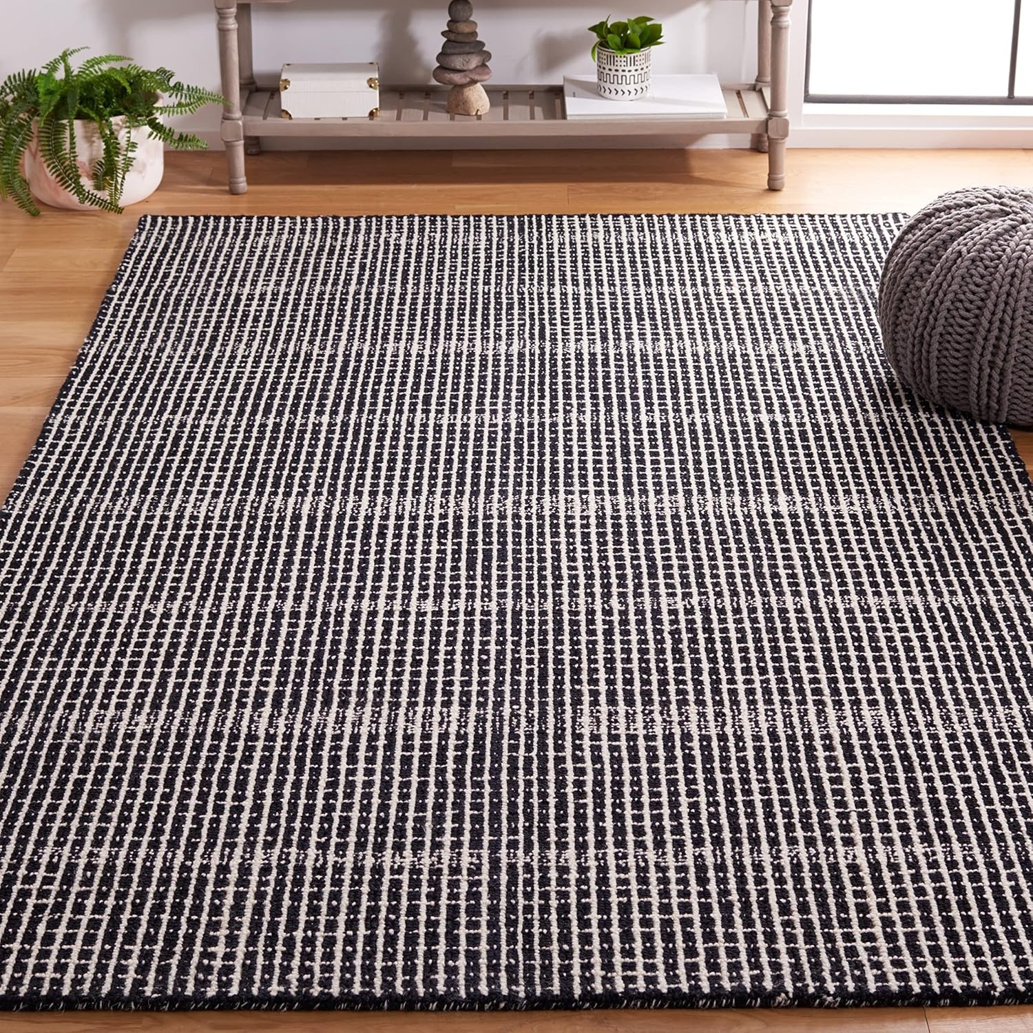 image:imageSAFAVIEH Area Rug 8x10 Abstract Collection Large Black amp Ivory Handmade Wool Ideal for Living Room Bedroom Office Dining Space ABT482ZBlackIvory