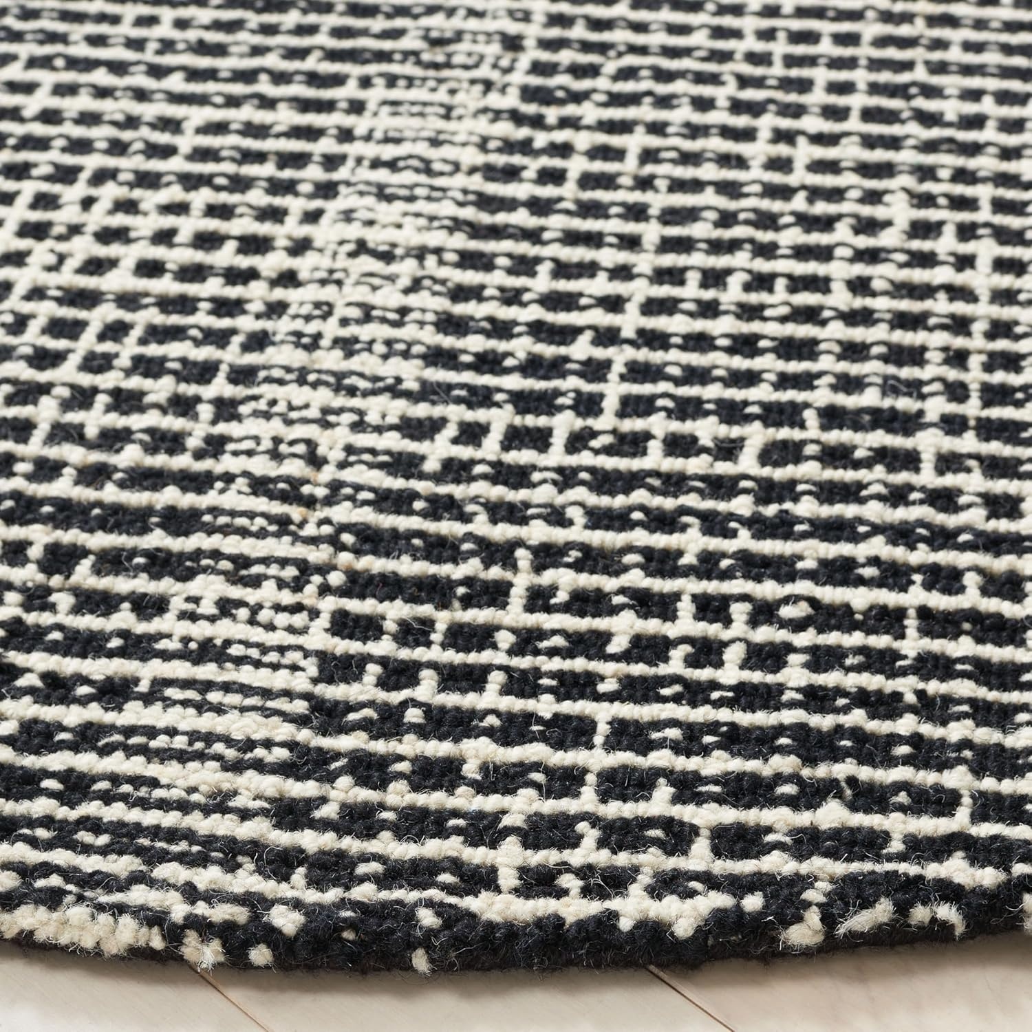 image:imageSAFAVIEH Area Rug 8x10 Abstract Collection Large Black amp Ivory Handmade Wool Ideal for Living Room Bedroom Office Dining Space ABT482ZBlackIvory