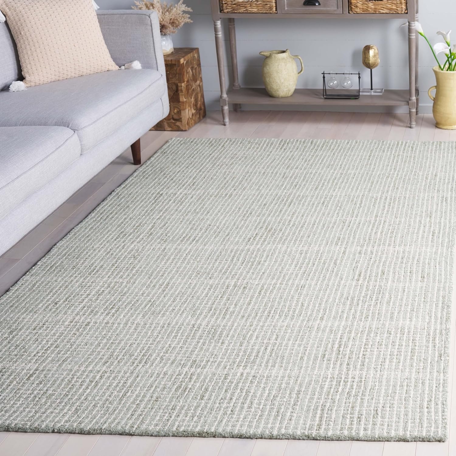 image:imageSAFAVIEH Area Rug 8x10 Abstract Collection Large Black amp Ivory Handmade Wool Ideal for Living Room Bedroom Office Dining Space ABT482ZSageIvory