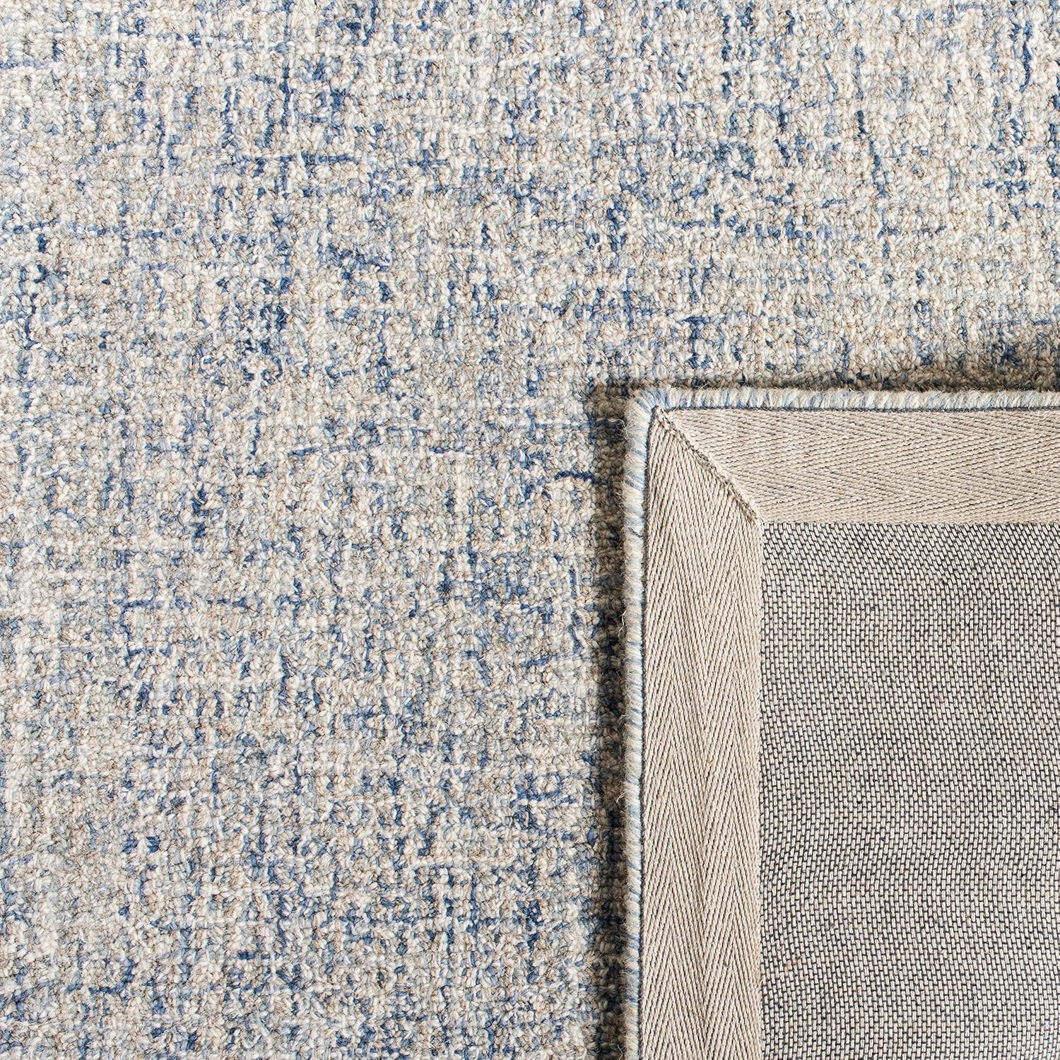 image:imageSAFAVIEH Area Rug 8x10 Abstract Collection Large Ivory amp Blue Handmade Wool Ideal for Living Room Bedroom Office Dining Space ABT471MIvoryBlue