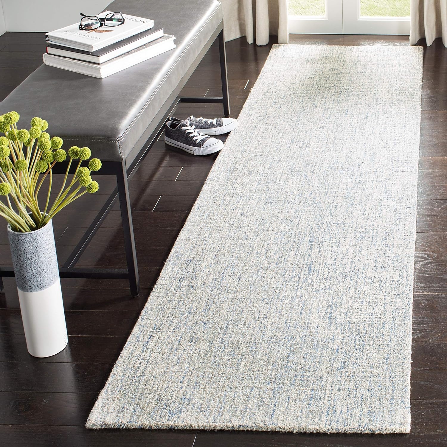 image:imageSAFAVIEH Area Rug 8x10 Abstract Collection Large Ivory amp Blue Handmade Wool Ideal for Living Room Bedroom Office Dining Space ABT471MIvoryBlue