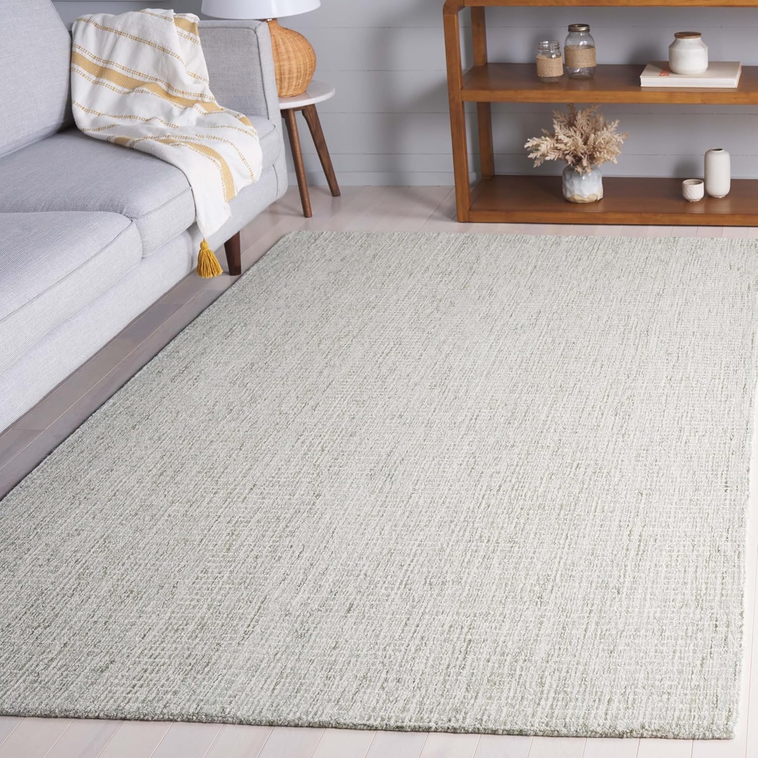 image:imageSAFAVIEH Area Rug 8x10 Abstract Collection Large Ivory amp Blue Handmade Wool Ideal for Living Room Bedroom Office Dining Space ABT471MSageIvory