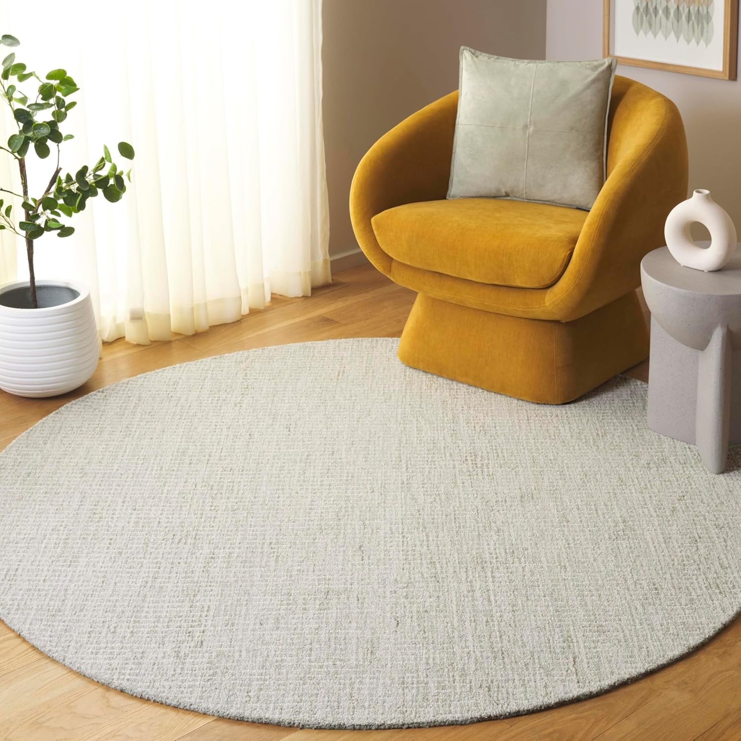 image:imageSAFAVIEH Area Rug 8x10 Abstract Collection Large Ivory amp Blue Handmade Wool Ideal for Living Room Bedroom Office Dining Space ABT471MSageIvory