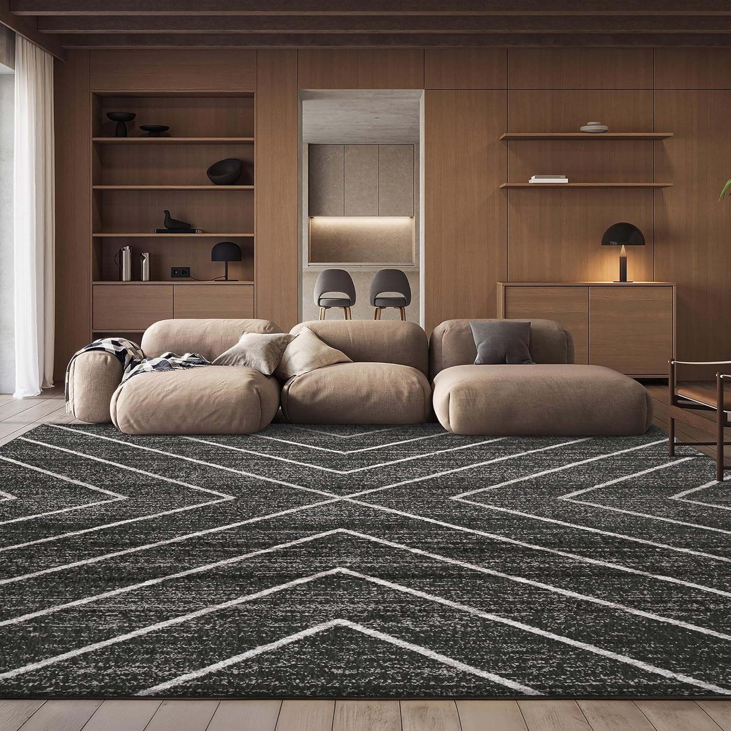 image:imageSAFAVIEH Area Rug 8x10 Adirondack Collection Large Black amp Light Grey Modern Geometric Design NonShedding amp Easy Cleaning Ideal for Living Room Bedroom Office Dining Space ADR251FDark GreenIvory
