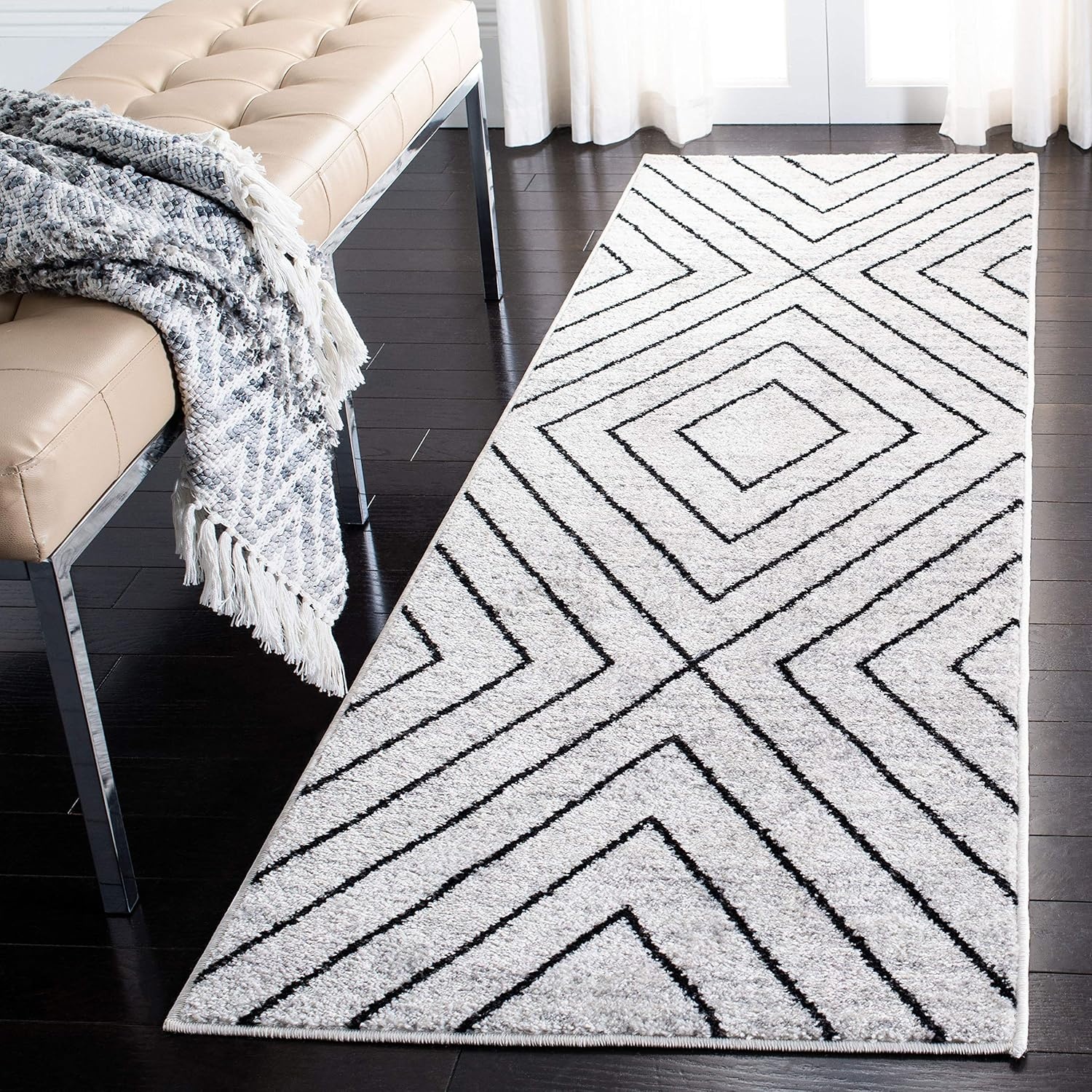 image:imageSAFAVIEH Area Rug 8x10 Adirondack Collection Large Black amp Light Grey Modern Geometric Design NonShedding amp Easy Cleaning Ideal for Living Room Bedroom Office Dining Space ADR251FIvoryGrey