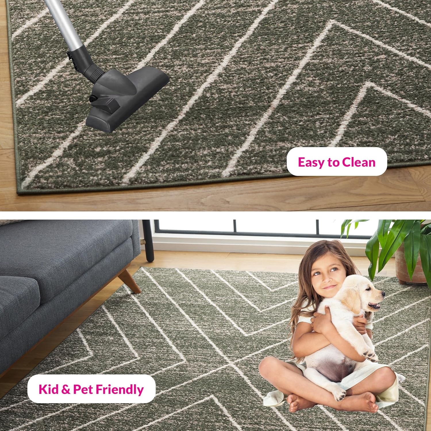 image:imageSAFAVIEH Area Rug 8x10 Adirondack Collection Large Black amp Light Grey Modern Geometric Design NonShedding amp Easy Cleaning Ideal for Living Room Bedroom Office Dining Space ADR251FDark GreenIvory