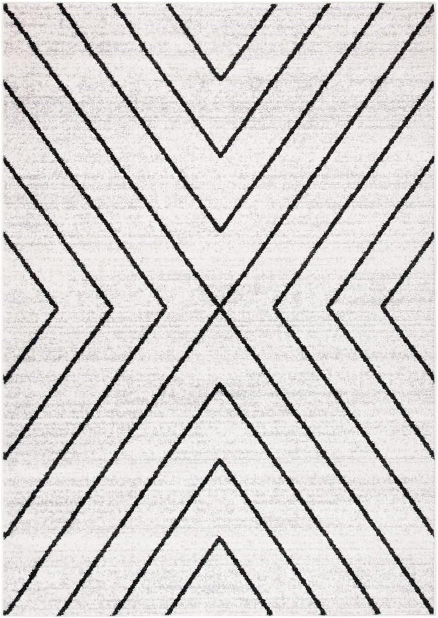 image:imageSAFAVIEH Area Rug 8x10 Adirondack Collection Large Black amp Light Grey Modern Geometric Design NonShedding amp Easy Cleaning Ideal for Living Room Bedroom Office Dining Space ADR251FIvoryGrey