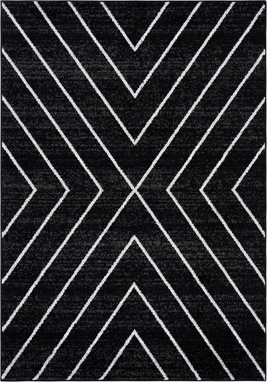 image:imageSAFAVIEH Area Rug 8x10 Adirondack Collection Large Black amp Light Grey Modern Geometric Design NonShedding amp Easy Cleaning Ideal for Living Room Bedroom Office Dining Space ADR251FBlackLight Grey