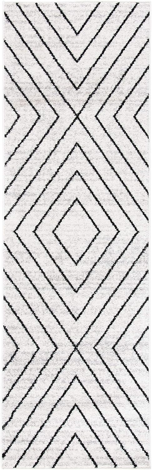image:imageSAFAVIEH Area Rug 8x10 Adirondack Collection Large Black amp Light Grey Modern Geometric Design NonShedding amp Easy Cleaning Ideal for Living Room Bedroom Office Dining Space ADR251FIvoryGrey