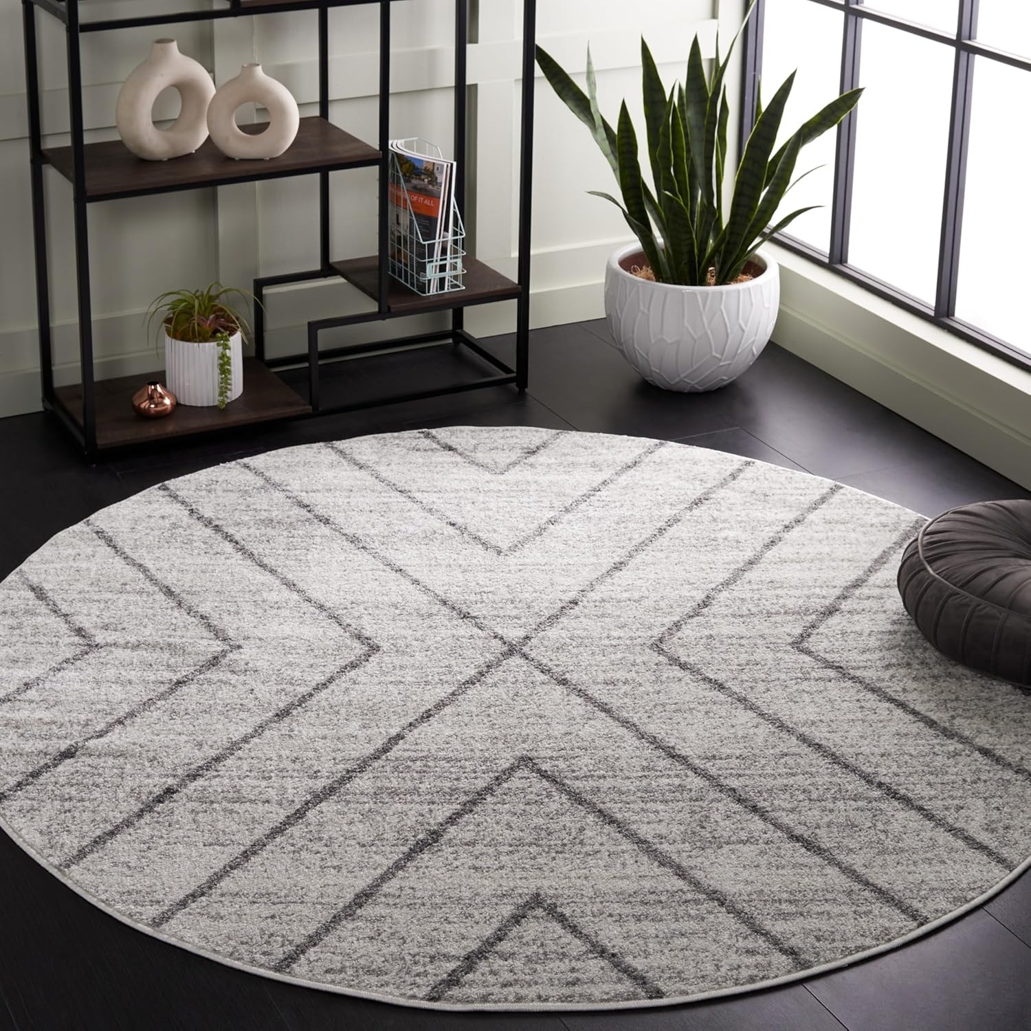 image:imageSAFAVIEH Area Rug 8x10 Adirondack Collection Large Black amp Light Grey Modern Geometric Design NonShedding amp Easy Cleaning Ideal for Living Room Bedroom Office Dining Space ADR251FIvoryDark Grey