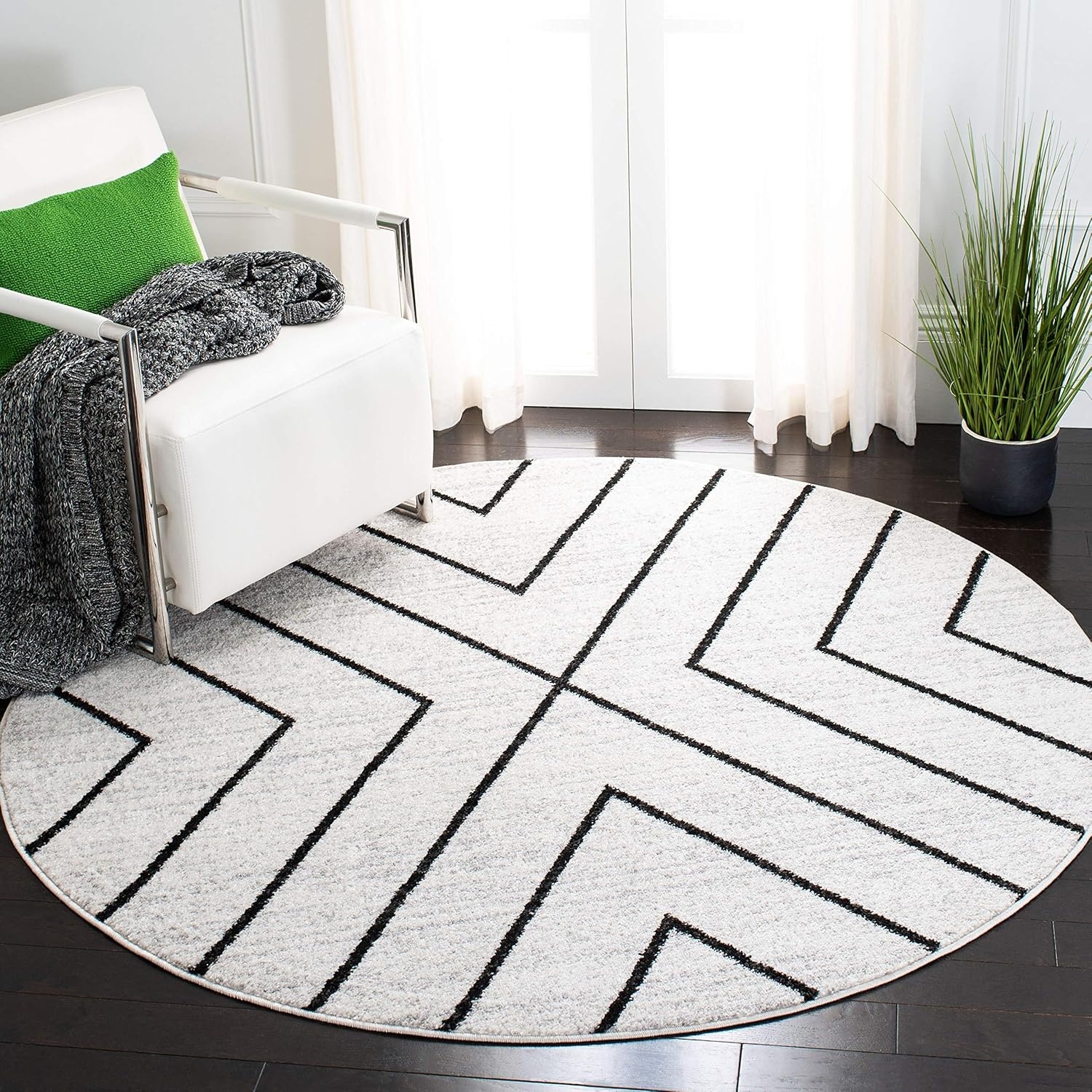 image:imageSAFAVIEH Area Rug 8x10 Adirondack Collection Large Black amp Light Grey Modern Geometric Design NonShedding amp Easy Cleaning Ideal for Living Room Bedroom Office Dining Space ADR251FIvoryGrey