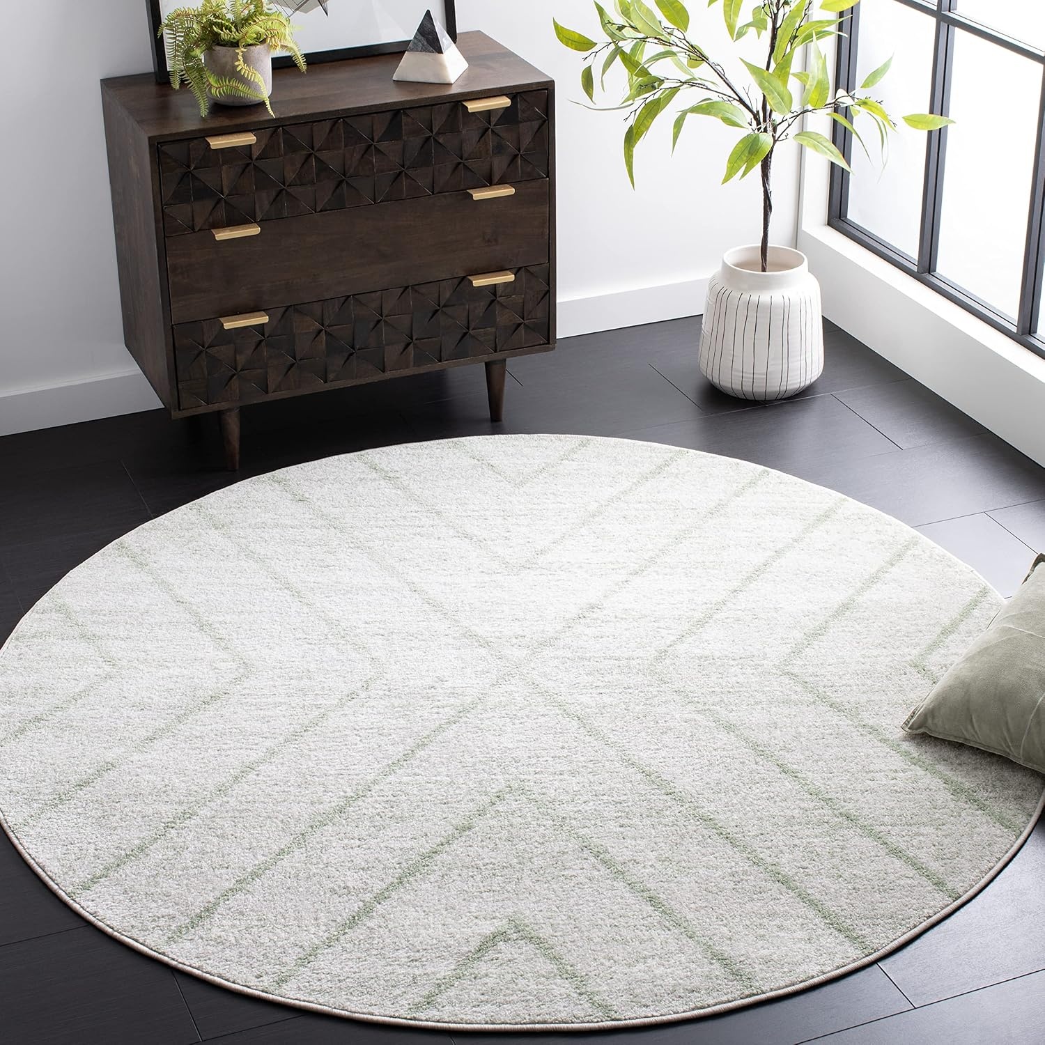 image:imageSAFAVIEH Area Rug 8x10 Adirondack Collection Large Black amp Light Grey Modern Geometric Design NonShedding amp Easy Cleaning Ideal for Living Room Bedroom Office Dining Space ADR251FIvorySage