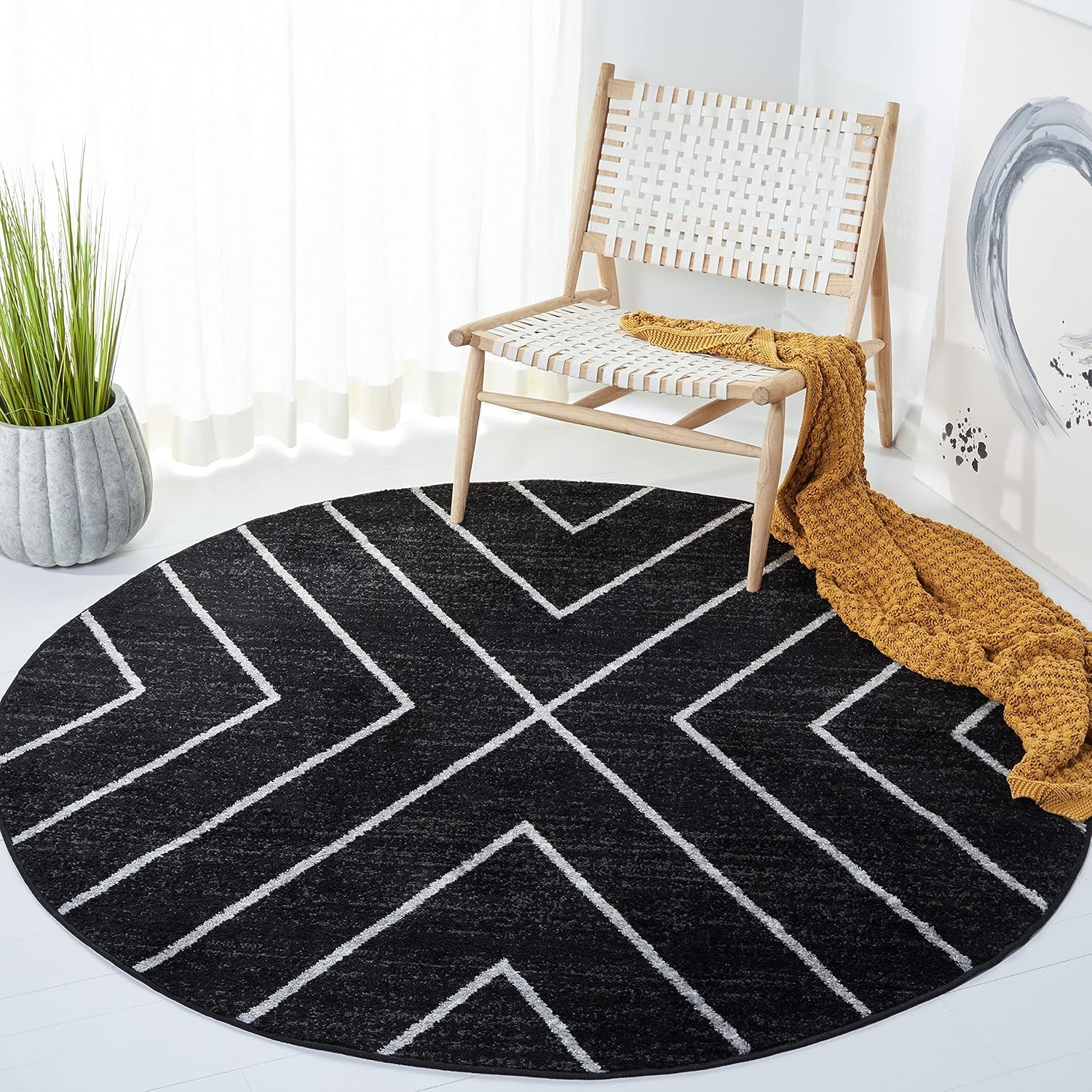 image:imageSAFAVIEH Area Rug 8x10 Adirondack Collection Large Black amp Light Grey Modern Geometric Design NonShedding amp Easy Cleaning Ideal for Living Room Bedroom Office Dining Space ADR251FBlackLight Grey