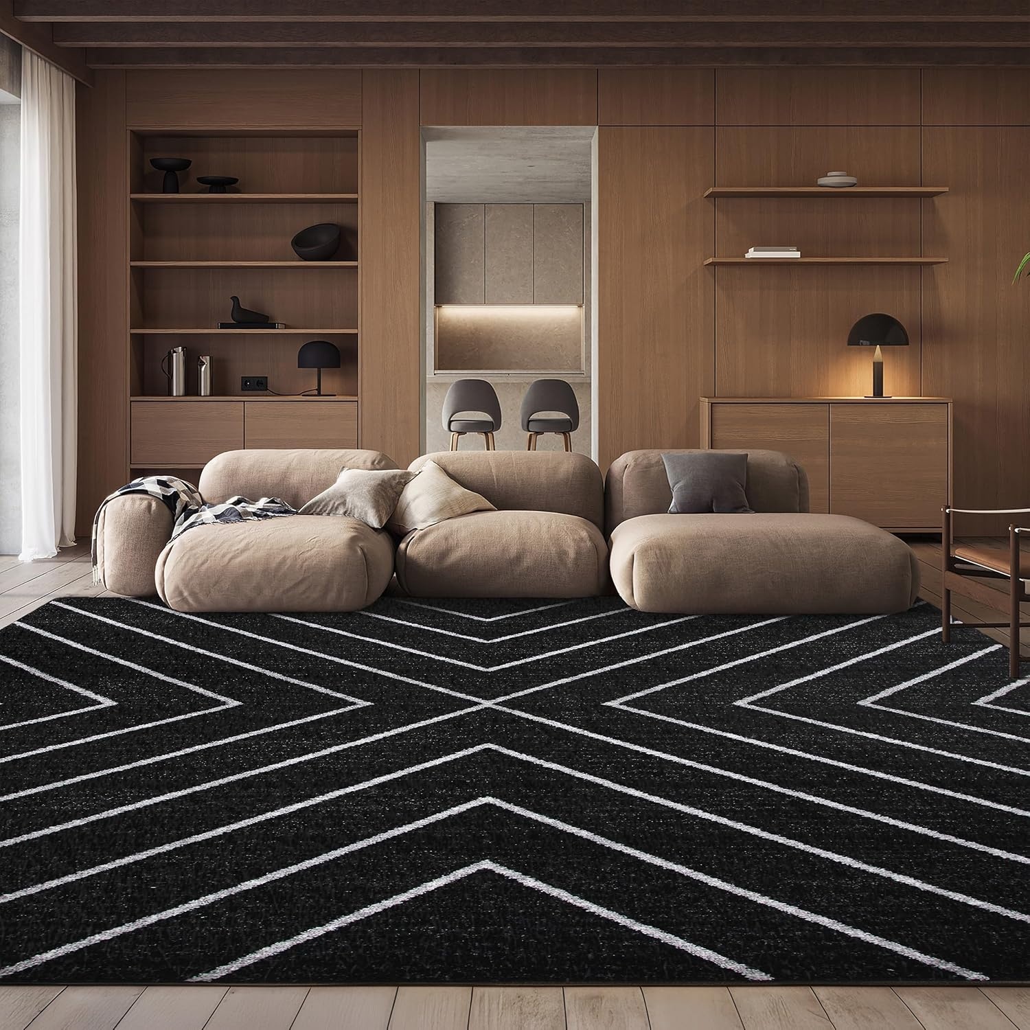 image:imageSAFAVIEH Area Rug 8x10 Adirondack Collection Large Black amp Light Grey Modern Geometric Design NonShedding amp Easy Cleaning Ideal for Living Room Bedroom Office Dining Space ADR251FBlackLight Grey