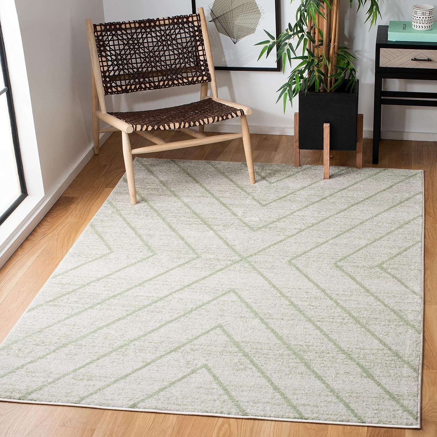 image:imageSAFAVIEH Area Rug 8x10 Adirondack Collection Large Black amp Light Grey Modern Geometric Design NonShedding amp Easy Cleaning Ideal for Living Room Bedroom Office Dining Space ADR251FIvorySage