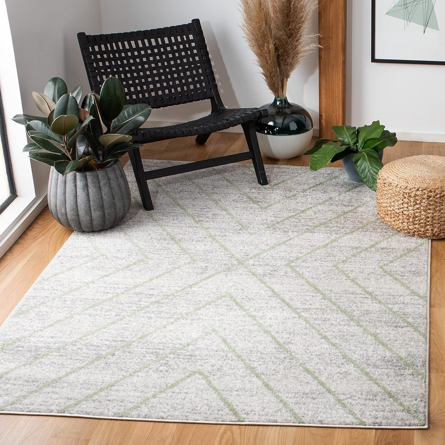 image:imageSAFAVIEH Area Rug 8x10 Adirondack Collection Large Black amp Light Grey Modern Geometric Design NonShedding amp Easy Cleaning Ideal for Living Room Bedroom Office Dining Space ADR251FGreyGreen