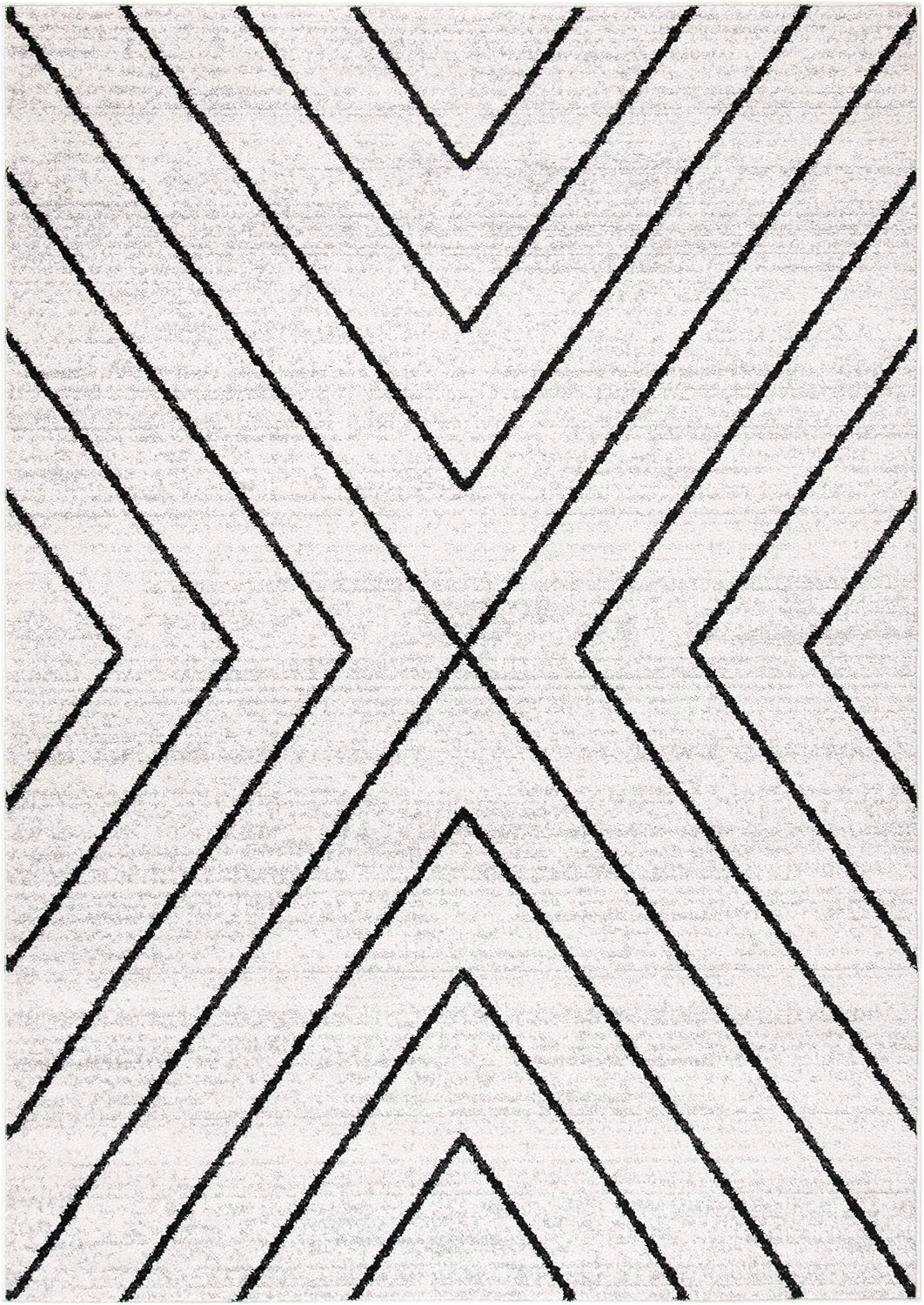 image:imageSAFAVIEH Area Rug 8x10 Adirondack Collection Large Black amp Light Grey Modern Geometric Design NonShedding amp Easy Cleaning Ideal for Living Room Bedroom Office Dining Space ADR251FIvoryGrey