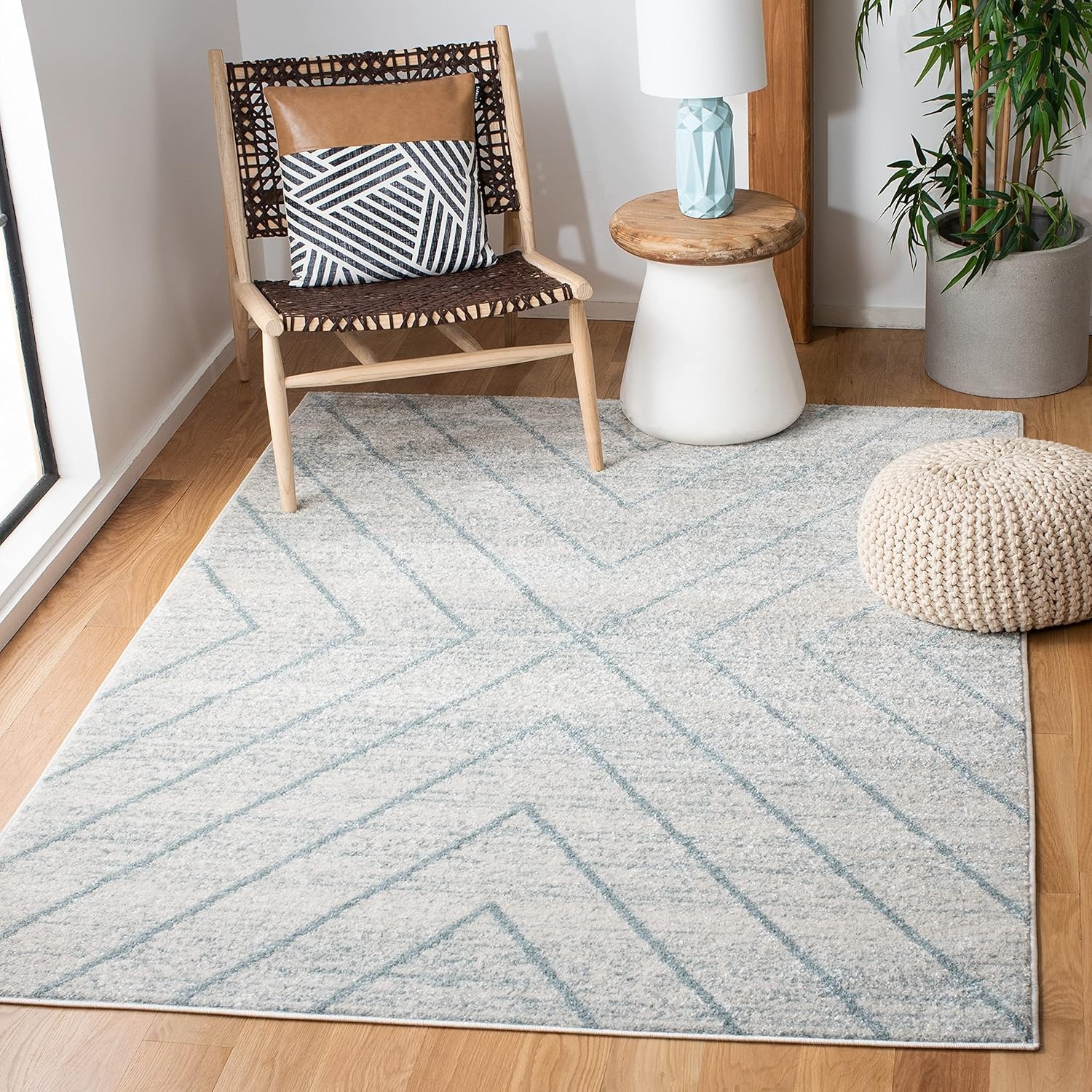 image:imageSAFAVIEH Area Rug 8x10 Adirondack Collection Large Black amp Light Grey Modern Geometric Design NonShedding amp Easy Cleaning Ideal for Living Room Bedroom Office Dining Space ADR251FLight GreyLight Blue
