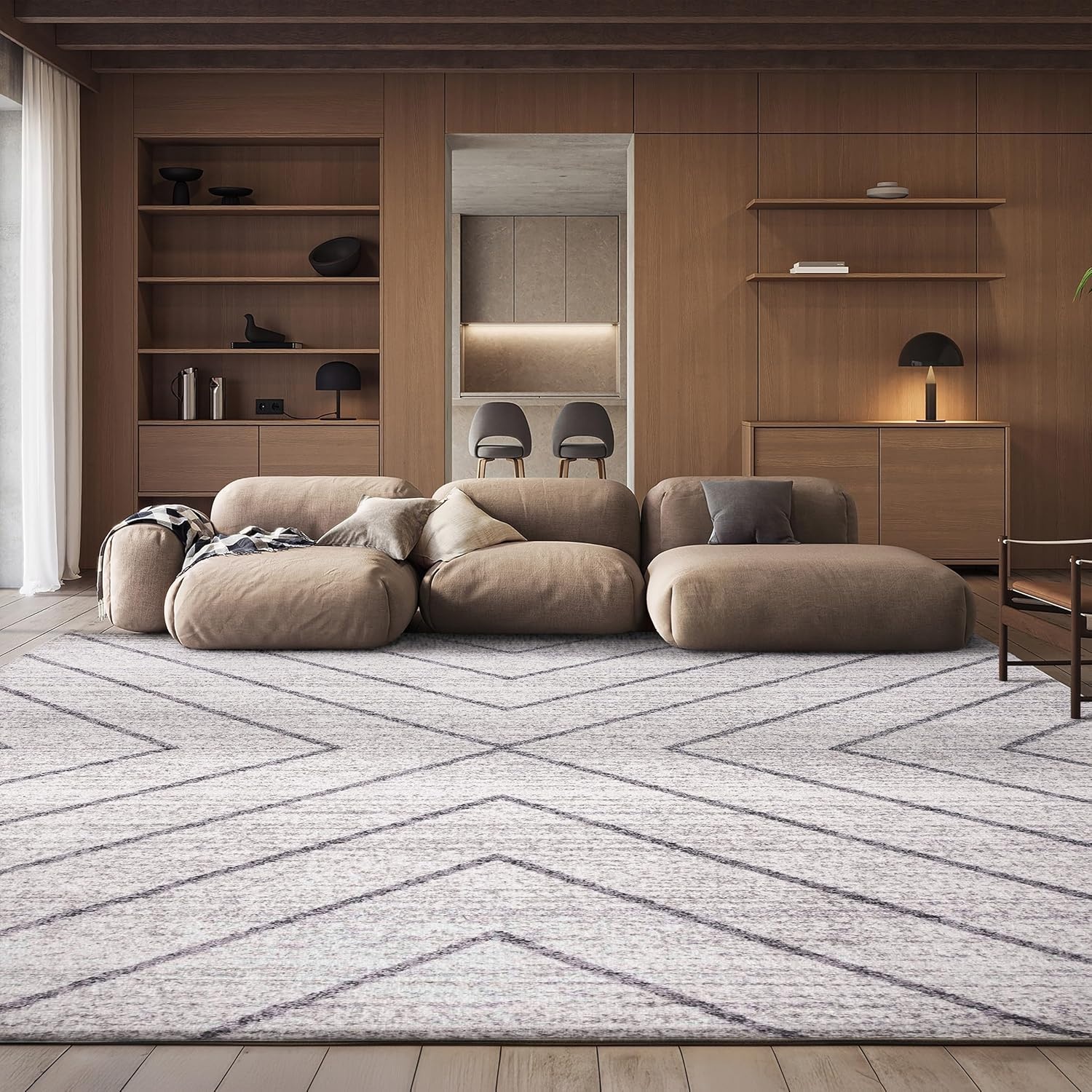 image:imageSAFAVIEH Area Rug 8x10 Adirondack Collection Large Black amp Light Grey Modern Geometric Design NonShedding amp Easy Cleaning Ideal for Living Room Bedroom Office Dining Space ADR251FIvoryDark Grey