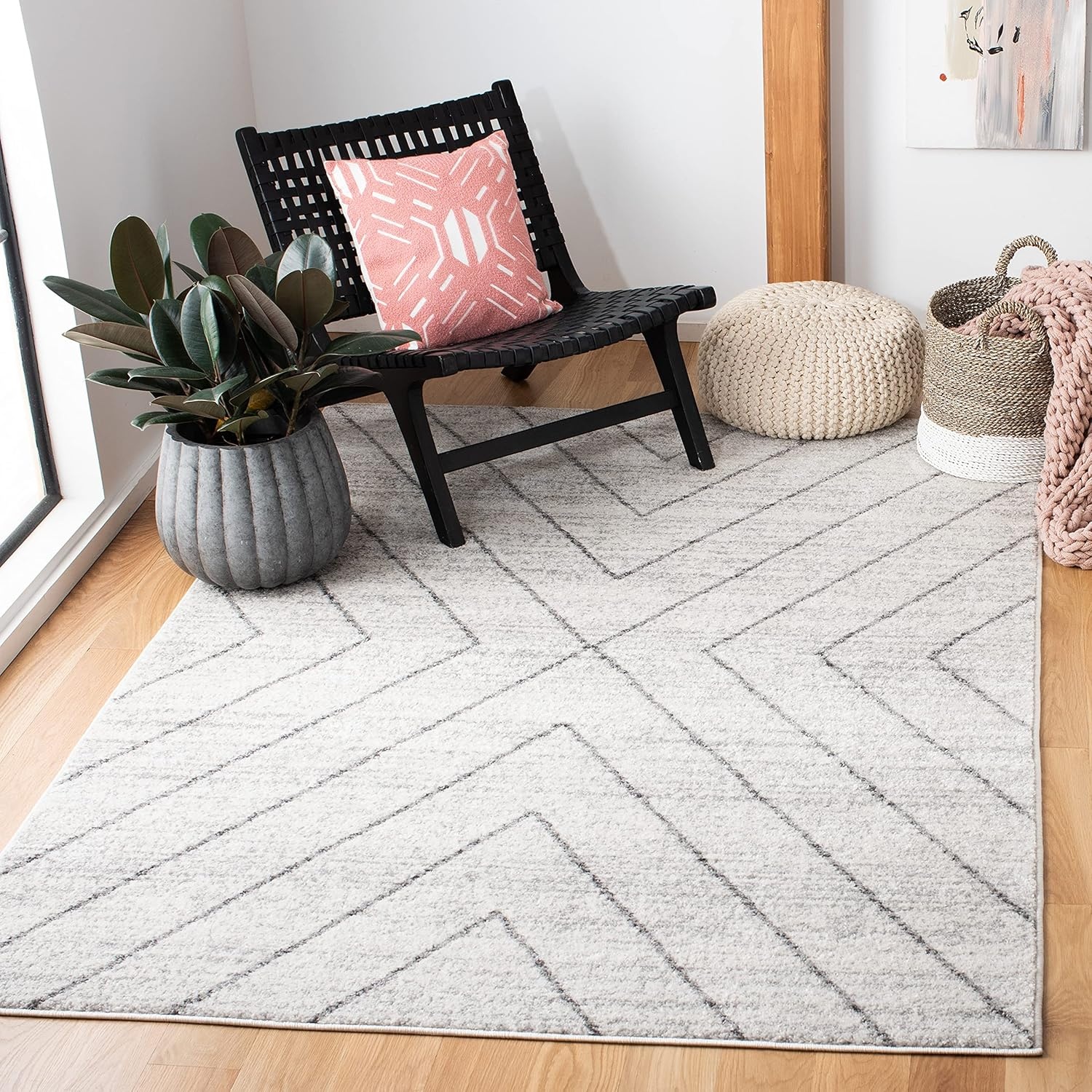 image:imageSAFAVIEH Area Rug 8x10 Adirondack Collection Large Black amp Light Grey Modern Geometric Design NonShedding amp Easy Cleaning Ideal for Living Room Bedroom Office Dining Space ADR251FIvoryDark Grey