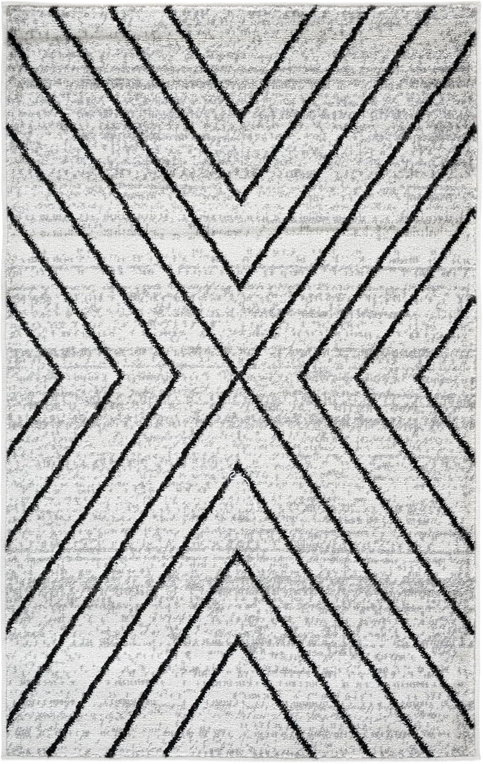 image:imageSAFAVIEH Area Rug 8x10 Adirondack Collection Large Black amp Light Grey Modern Geometric Design NonShedding amp Easy Cleaning Ideal for Living Room Bedroom Office Dining Space ADR251FIvoryGrey