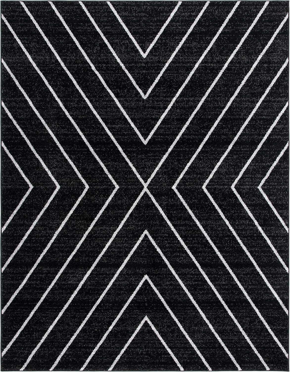 image:imageSAFAVIEH Area Rug 8x10 Adirondack Collection Large Black amp Light Grey Modern Geometric Design NonShedding amp Easy Cleaning Ideal for Living Room Bedroom Office Dining Space ADR251FBlackLight Grey