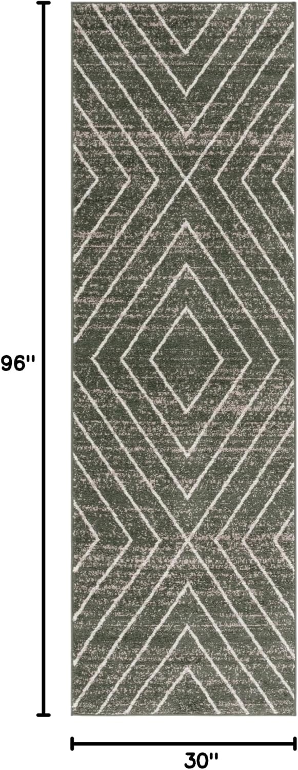 image:imageSAFAVIEH Area Rug 8x10 Adirondack Collection Large Black amp Light Grey Modern Geometric Design NonShedding amp Easy Cleaning Ideal for Living Room Bedroom Office Dining Space ADR251FDark GreenIvory