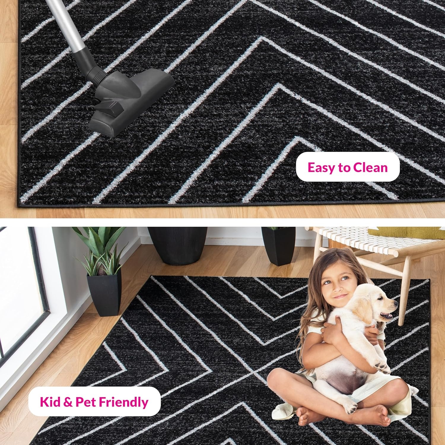 image:imageSAFAVIEH Area Rug 8x10 Adirondack Collection Large Black amp Light Grey Modern Geometric Design NonShedding amp Easy Cleaning Ideal for Living Room Bedroom Office Dining Space ADR251FBlackLight Grey