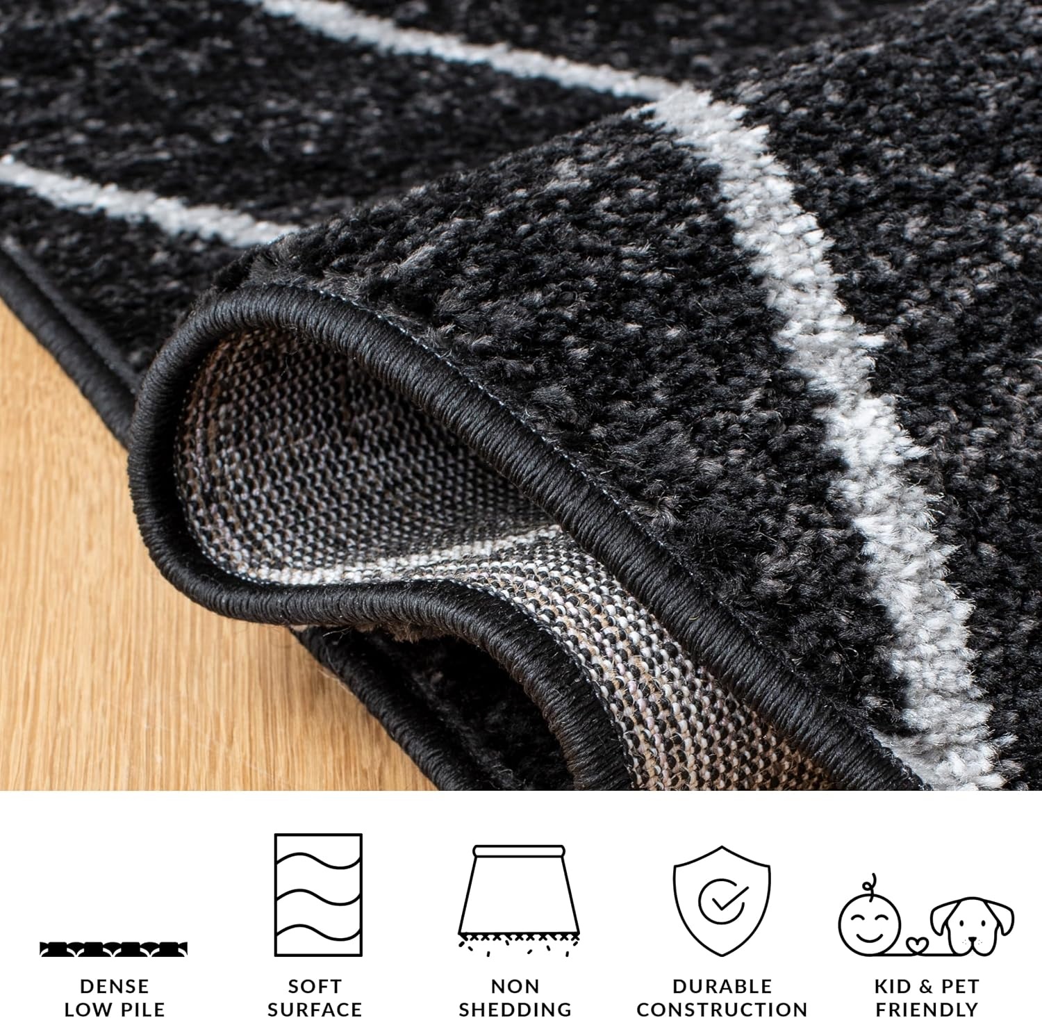 image:imageSAFAVIEH Area Rug 8x10 Adirondack Collection Large Black amp Light Grey Modern Geometric Design NonShedding amp Easy Cleaning Ideal for Living Room Bedroom Office Dining Space ADR251FBlackLight Grey