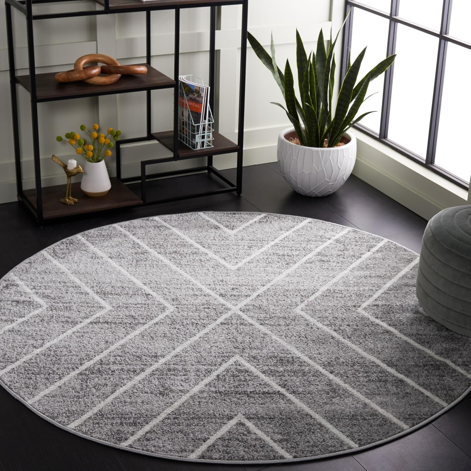image:imageSAFAVIEH Area Rug 8x10 Adirondack Collection Large Black amp Light Grey Modern Geometric Design NonShedding amp Easy Cleaning Ideal for Living Room Bedroom Office Dining Space ADR251FDark GreyIvory