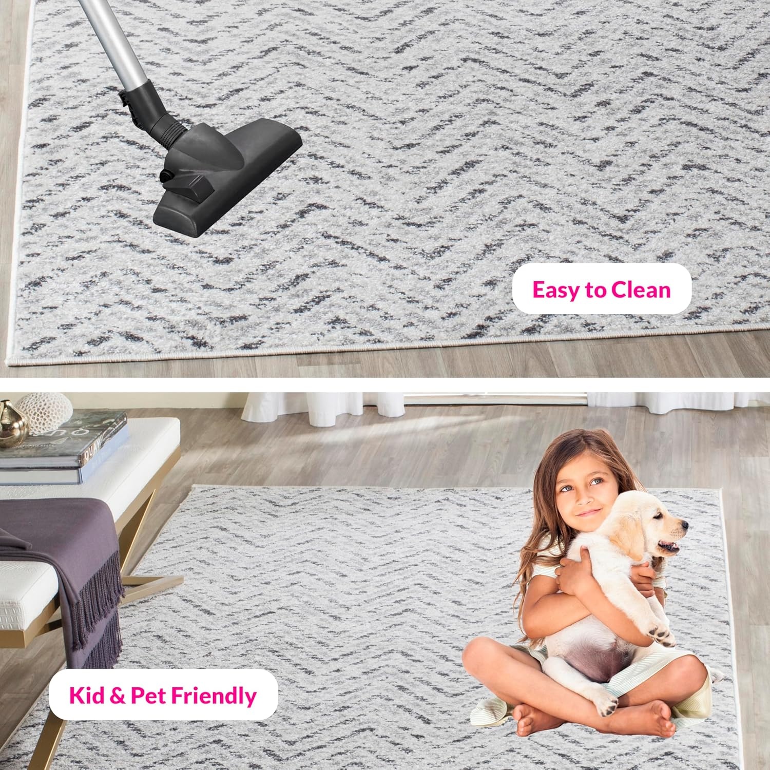 image:imageSAFAVIEH Area Rug 8x10 Adirondack Collection Large Ivory amp Charcoal Chevron Pattern NonShedding amp Easy Cleaning Ideal for Living Room Bedroom Office Dining Space ADR104NIvoryCharcoal
