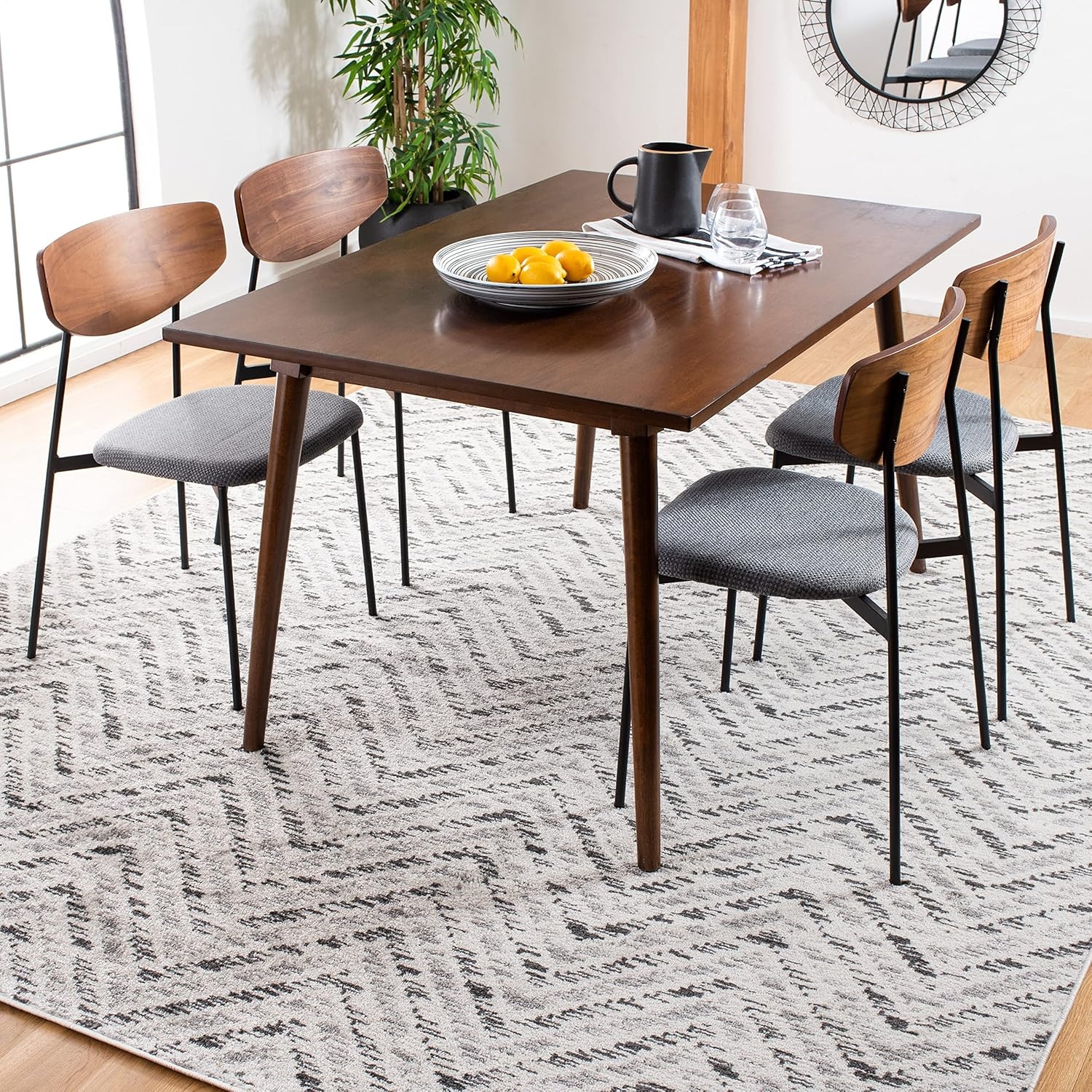 image:imageSAFAVIEH Area Rug 8x10 Adirondack Collection Large Ivory amp Charcoal Chevron Pattern NonShedding amp Easy Cleaning Ideal for Living Room Bedroom Office Dining Space ADR104NIvoryCharcoal