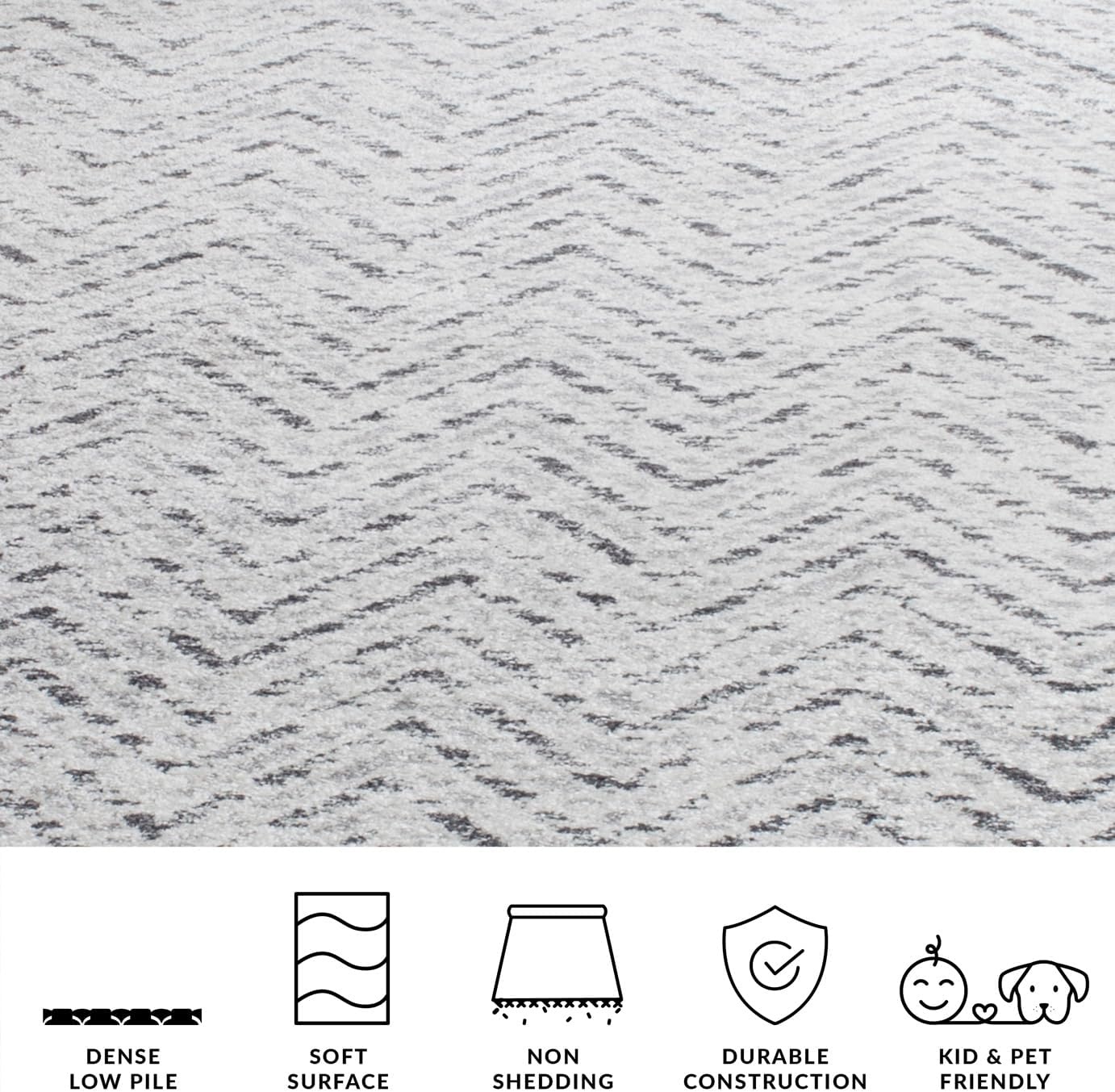 image:imageSAFAVIEH Area Rug 8x10 Adirondack Collection Large Ivory amp Charcoal Chevron Pattern NonShedding amp Easy Cleaning Ideal for Living Room Bedroom Office Dining Space ADR104NIvoryCharcoal