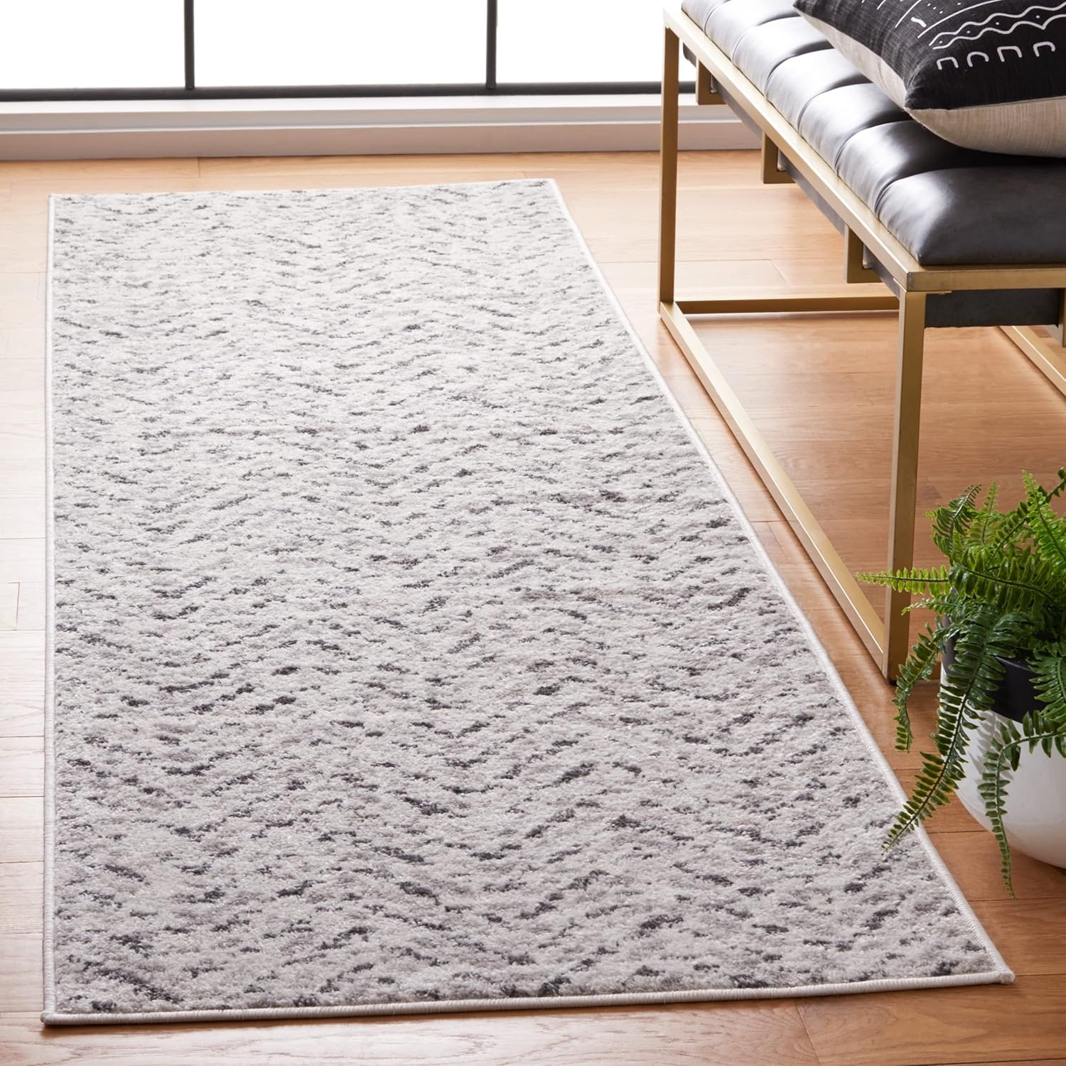 image:imageSAFAVIEH Area Rug 8x10 Adirondack Collection Large Ivory amp Charcoal Chevron Pattern NonShedding amp Easy Cleaning Ideal for Living Room Bedroom Office Dining Space ADR104NIvoryCharcoal