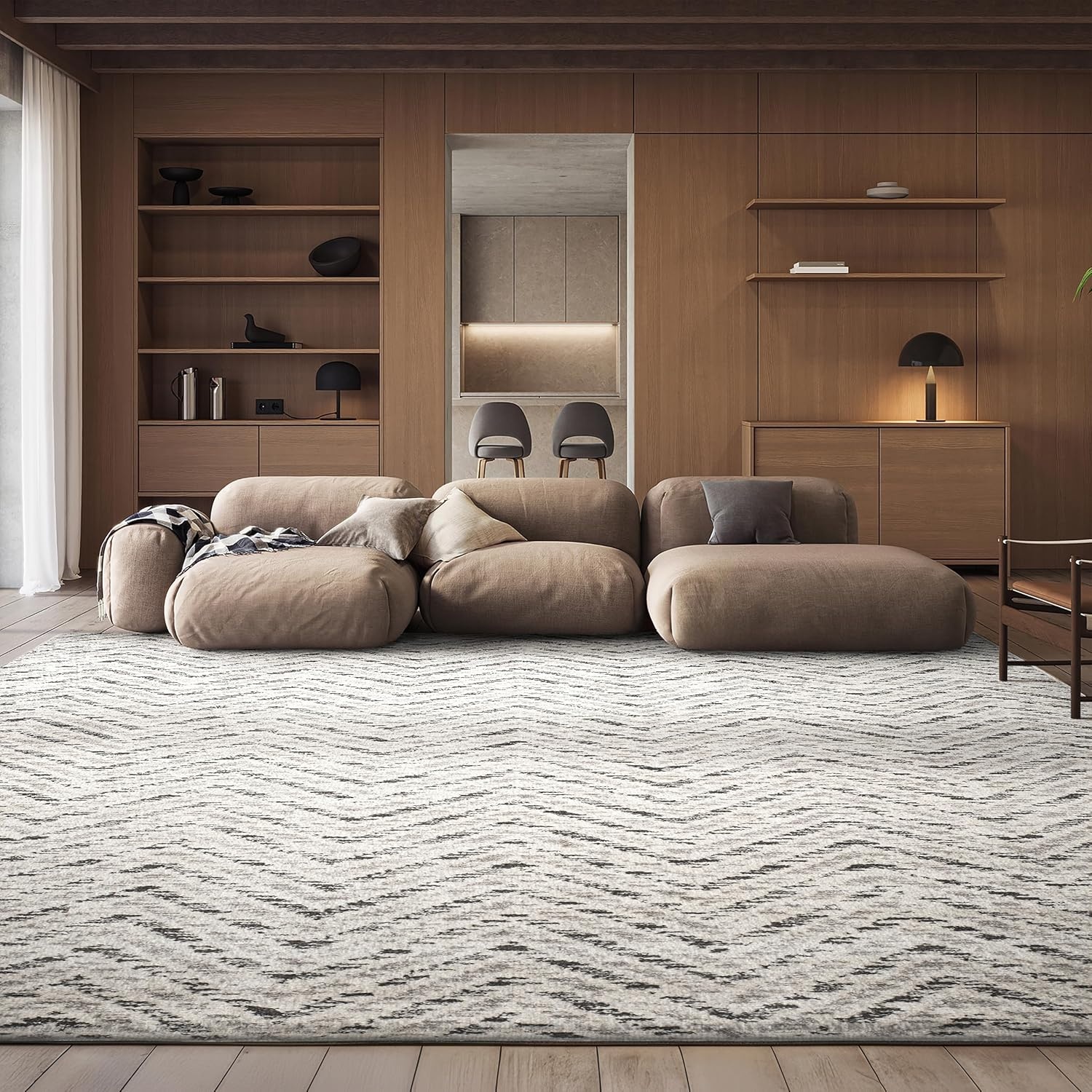 image:imageSAFAVIEH Area Rug 8x10 Adirondack Collection Large Ivory amp Charcoal Chevron Pattern NonShedding amp Easy Cleaning Ideal for Living Room Bedroom Office Dining Space ADR104NIvoryCharcoal