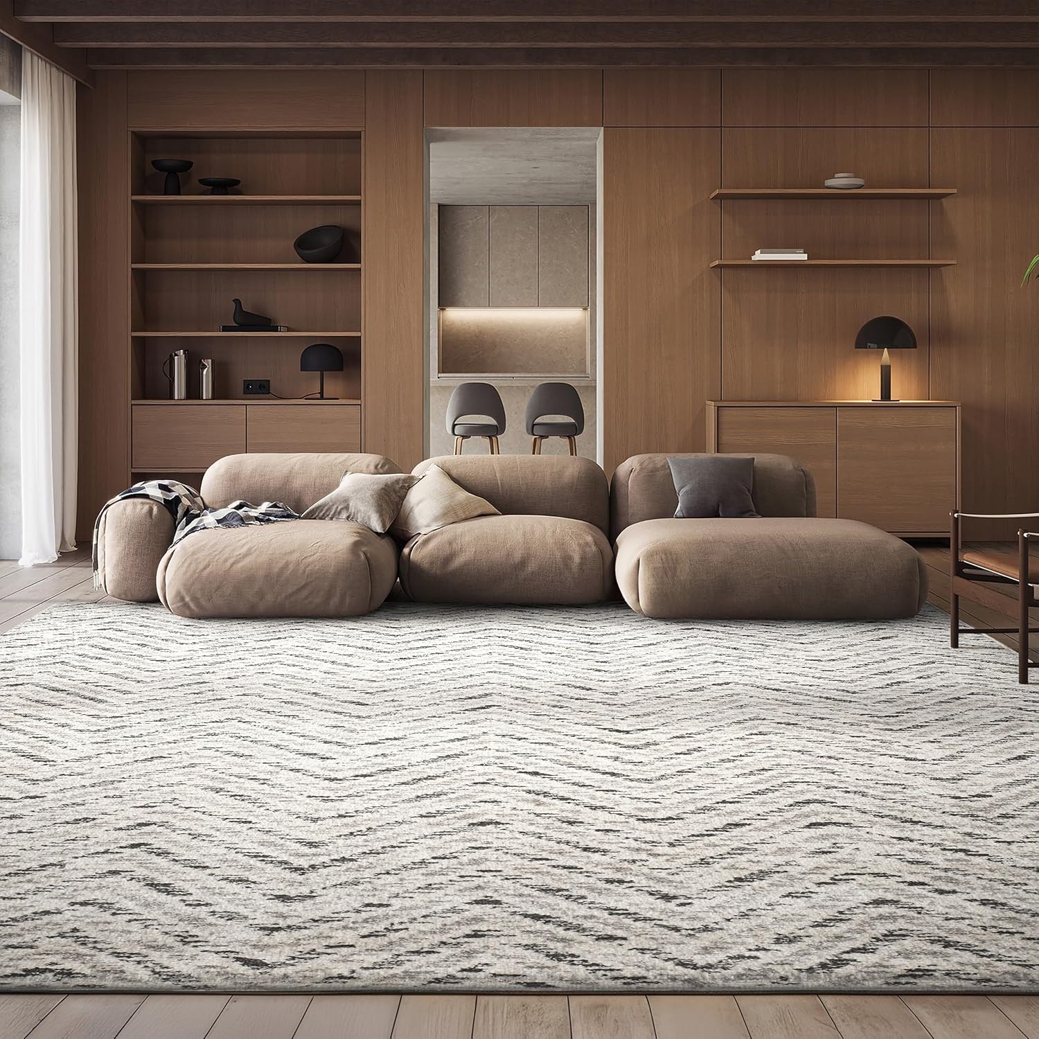 image:imageSAFAVIEH Area Rug 8x10 Adirondack Collection Large Ivory amp Charcoal Chevron Pattern NonShedding amp Easy Cleaning Ideal for Living Room Bedroom Office Dining Space ADR104NIvoryCharcoal