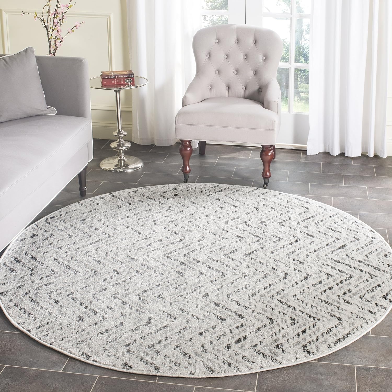 image:imageSAFAVIEH Area Rug 8x10 Adirondack Collection Large Ivory amp Charcoal Chevron Pattern NonShedding amp Easy Cleaning Ideal for Living Room Bedroom Office Dining Space ADR104NIvoryCharcoal