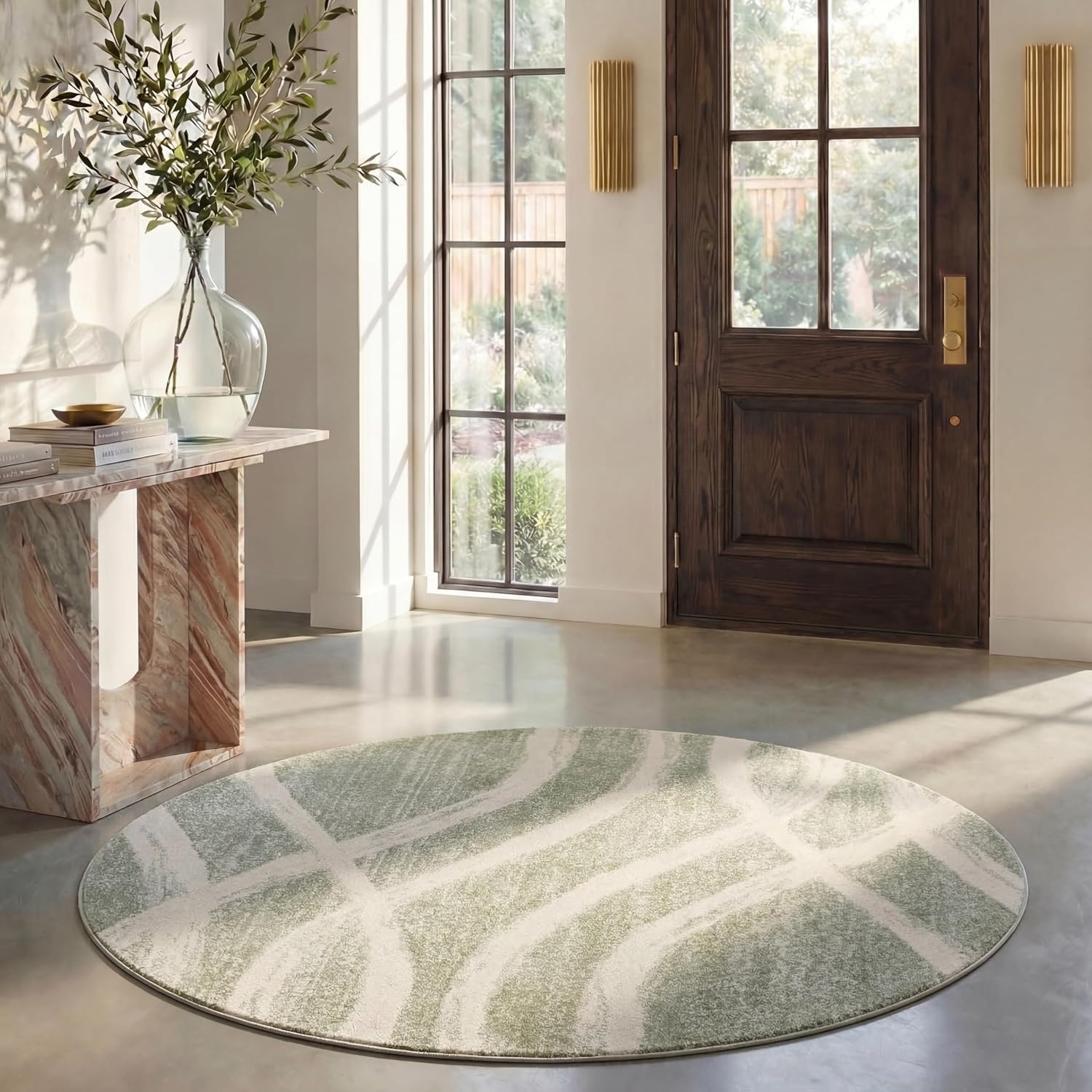 image:imageSAFAVIEH Area Rug 8x10 Adirondack Collection Large Sage amp Cream Modern Wave Design NonShedding amp Easy to Clean Ideal for Living Room Bedroom Dining Space ADR125XSageCream