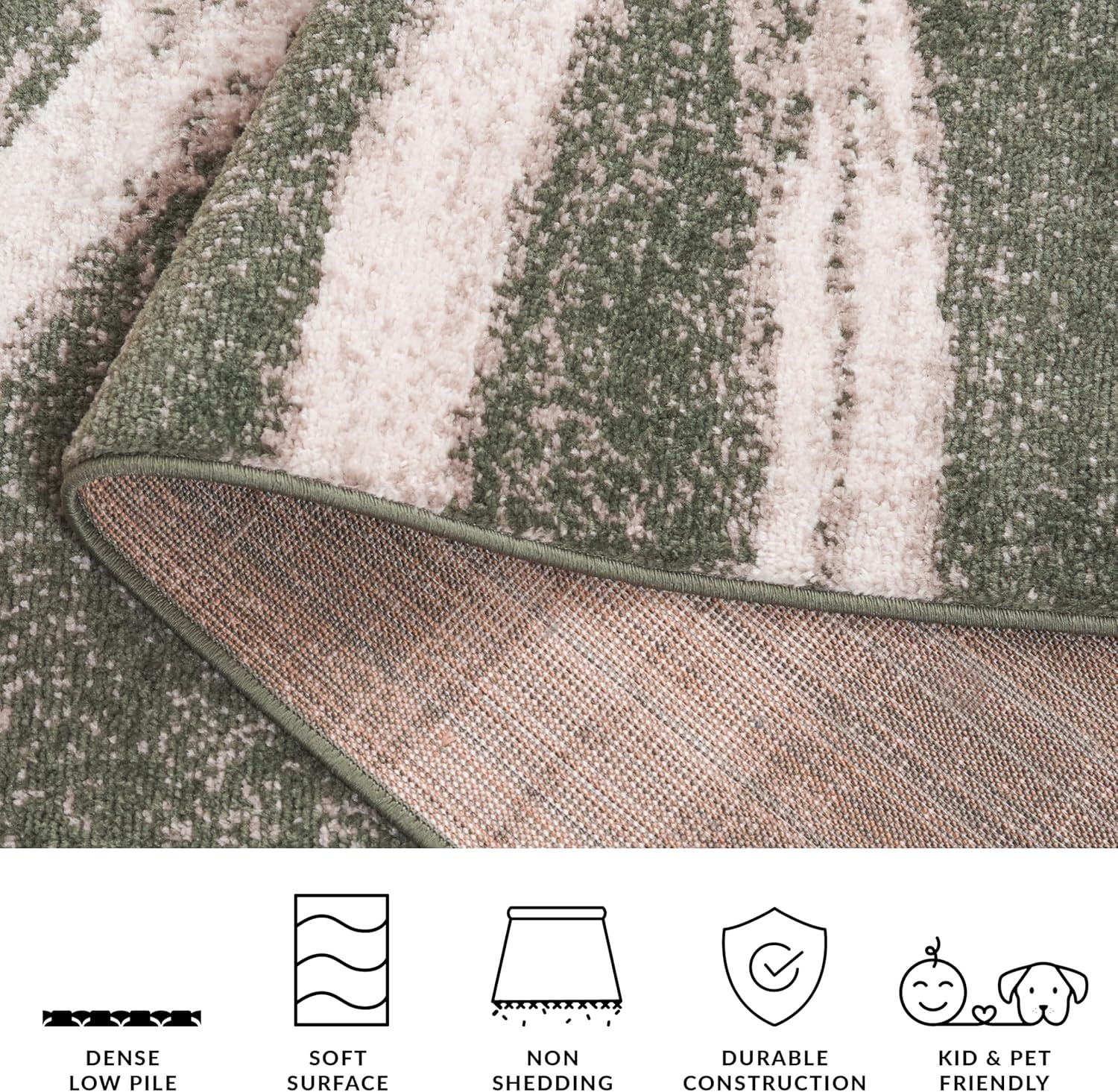 image:imageSAFAVIEH Area Rug 8x10 Adirondack Collection Large Sage amp Cream Modern Wave Design NonShedding amp Easy to Clean Ideal for Living Room Bedroom Dining Space ADR125XDark GreenIvory