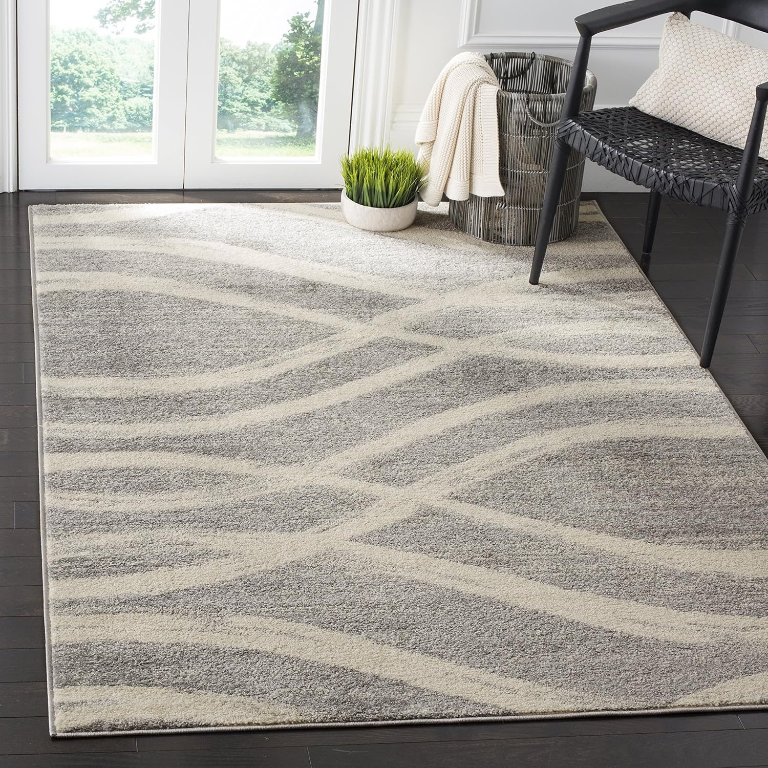image:imageSAFAVIEH Area Rug 8x10 Adirondack Collection Large Sage amp Cream Modern Wave Design NonShedding amp Easy to Clean Ideal for Living Room Bedroom Dining Space ADR125XGreyCream