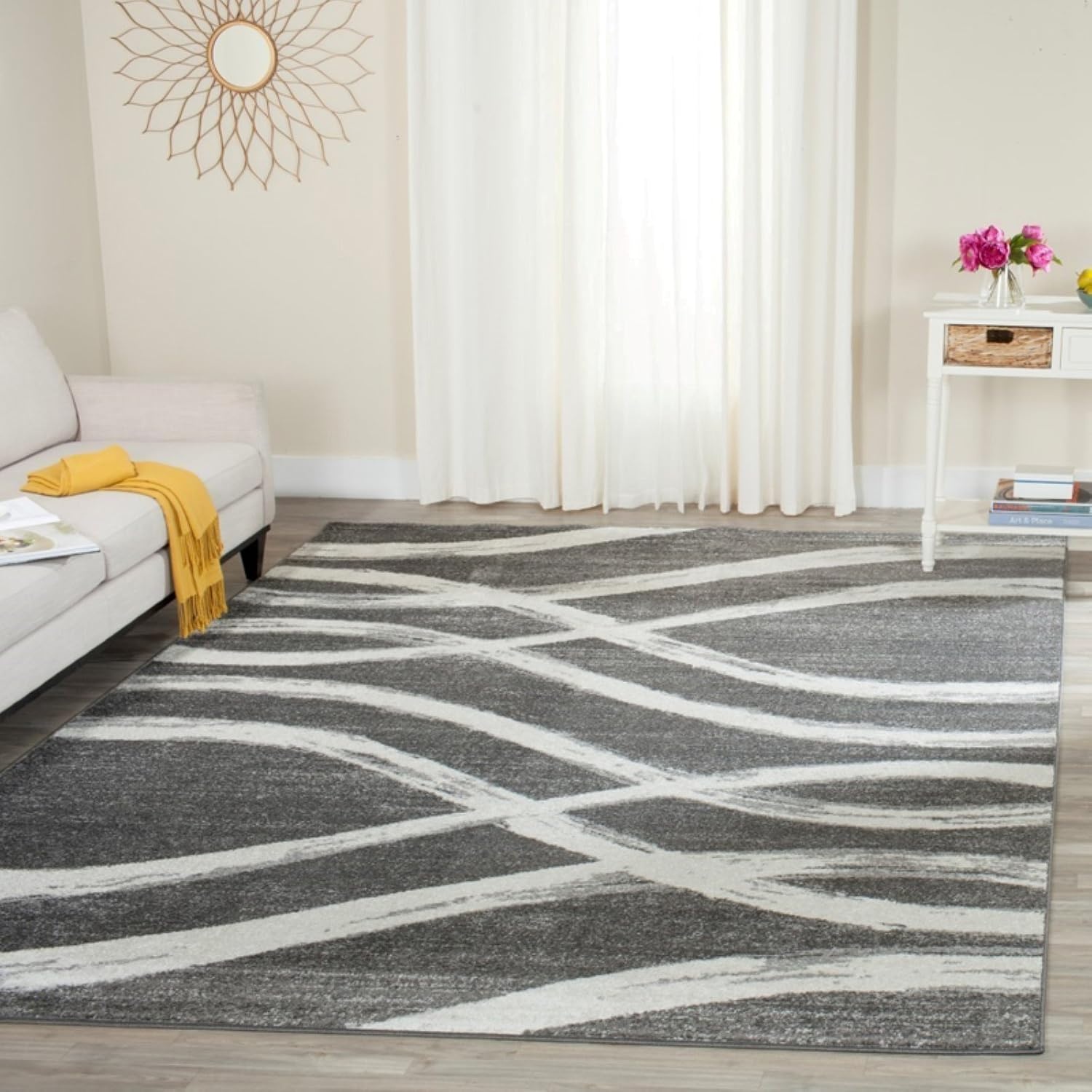 image:imageSAFAVIEH Area Rug 8x10 Adirondack Collection Large Sage amp Cream Modern Wave Design NonShedding amp Easy to Clean Ideal for Living Room Bedroom Dining Space ADR125XCreamSlate