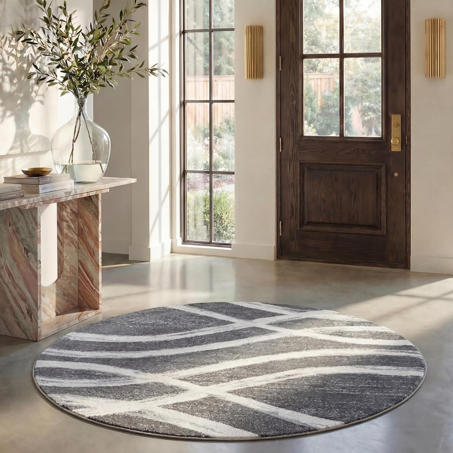 image:imageSAFAVIEH Area Rug 8x10 Adirondack Collection Large Sage amp Cream Modern Wave Design NonShedding amp Easy to Clean Ideal for Living Room Bedroom Dining Space ADR125XCharcoalIvory